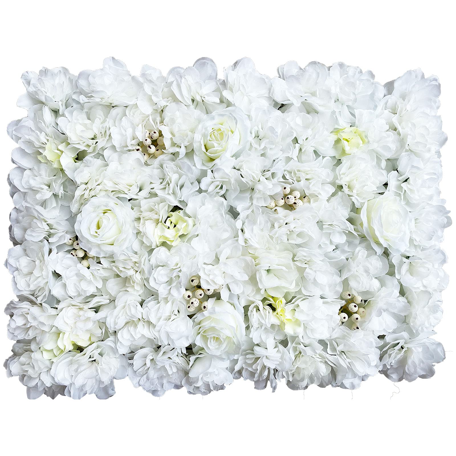12 Stücke Künstliche Blumenwand Panel 60×40cm, DIY Seidenblumen Kunstblumen Wanddekorationskulisse für Hochzeit Dekor Party Hintergrund (Weiß Rose+Dahlie)