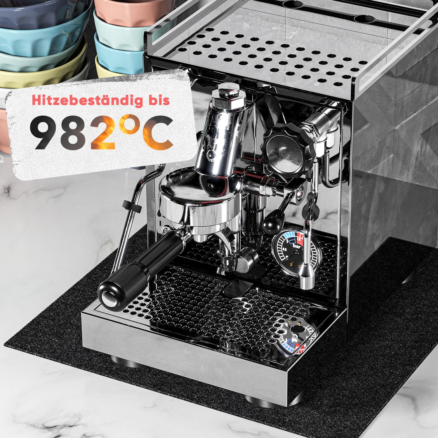 EVOCAMP Feuerfeste Unterlage 30x30 cm, 6 STK - Hitzebeständige Unterlage bis 982 °C - feuerfeste Matte, feuerfeste Unterlage für Kaffeemaschinen, Wasserkocher und andere Küchengeräte