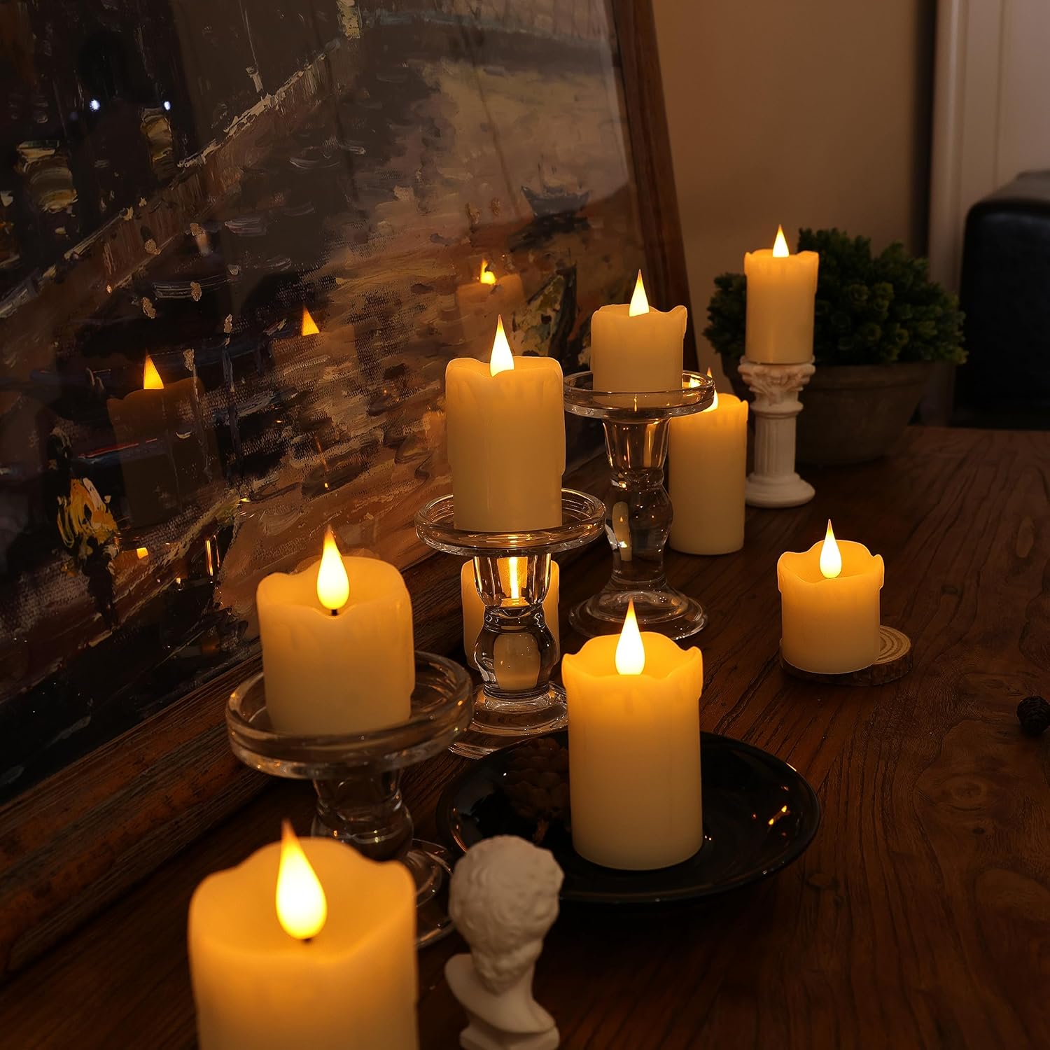 Da by Flameless Candle, Battery Powered Candle, 2 x 2 2X 3 2X 4 Real Wax, Set of 9 for Party, Wedding & Festive Decorations (9 CR2032 Batteries Included)