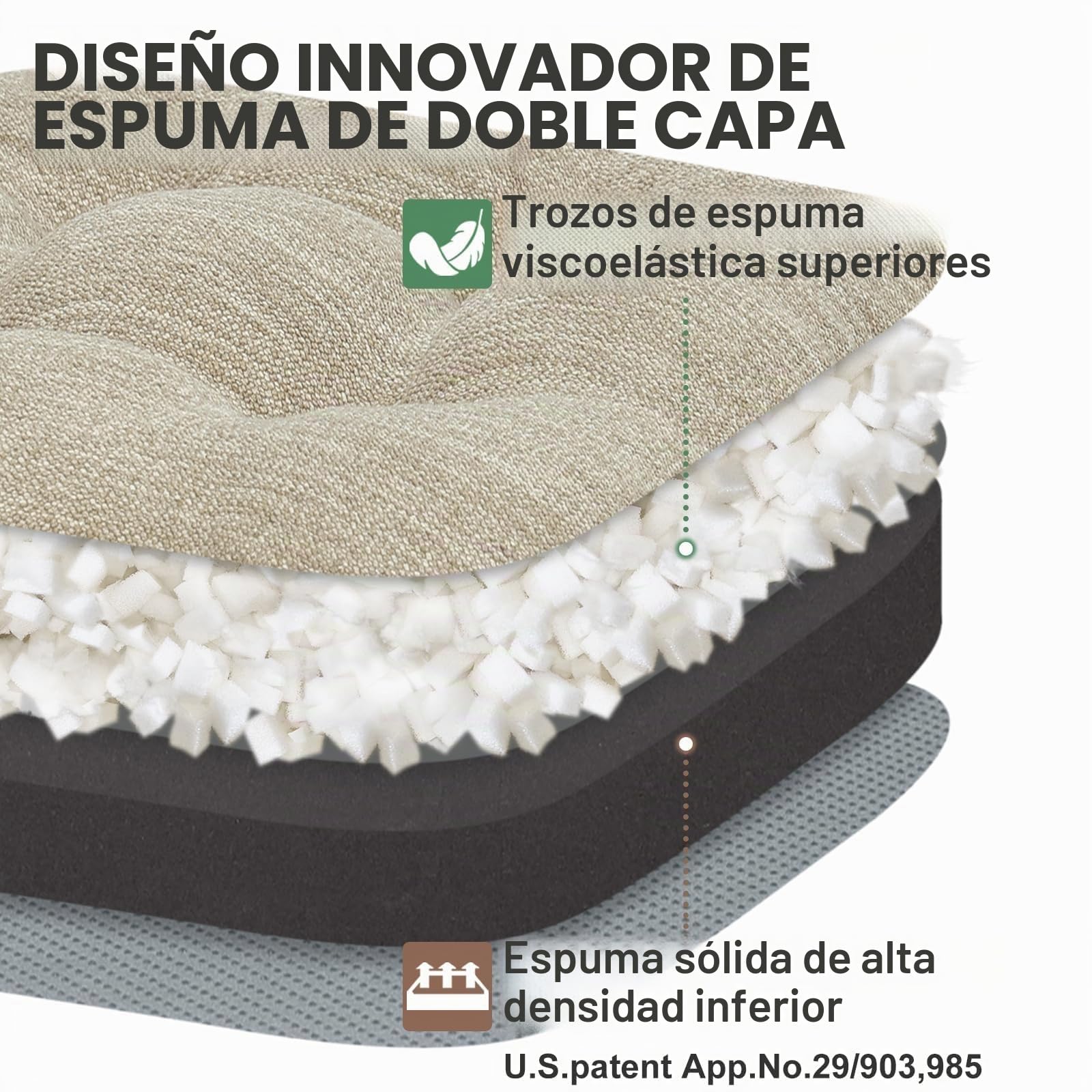 Shinnwa Cojines para sillas de Comedor, 4 Unidades, Cojines de Espuma viscoelástica para Asiento de Cocina, Antideslizantes, con Lazos, 16.5 x 16.5 x 3.5 Pulgadas, Beige, Juego de 4