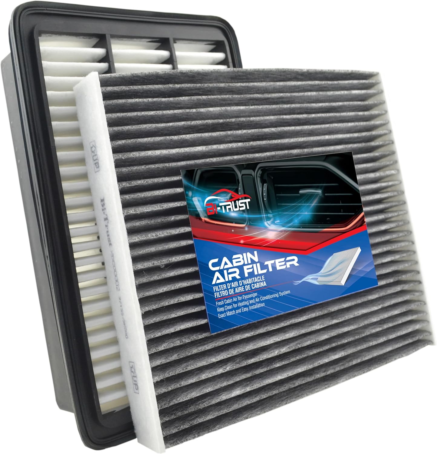 Engine and Cabin Air Filter Combo for Hyundai Santa Fe 2007–2009 V6 2.7L / 3.3L | Synthetic Engine Media + Carbon Fiber Cabin Filter | Replaces 28113-2B000, 97133-2B010, CA10539, CF10381