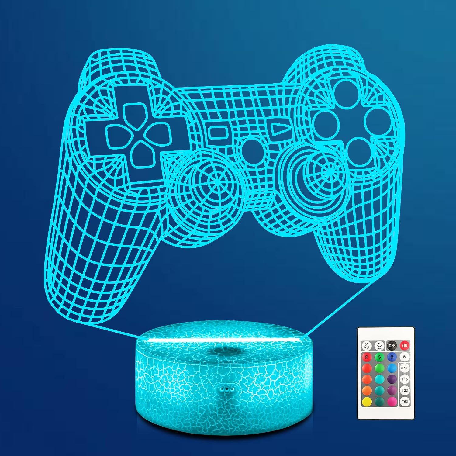 CooPark Game Night Light, 3D Gamepad NightLight with 16 Color Touch & Remote LED Lamp for Gamers Teens & Adults