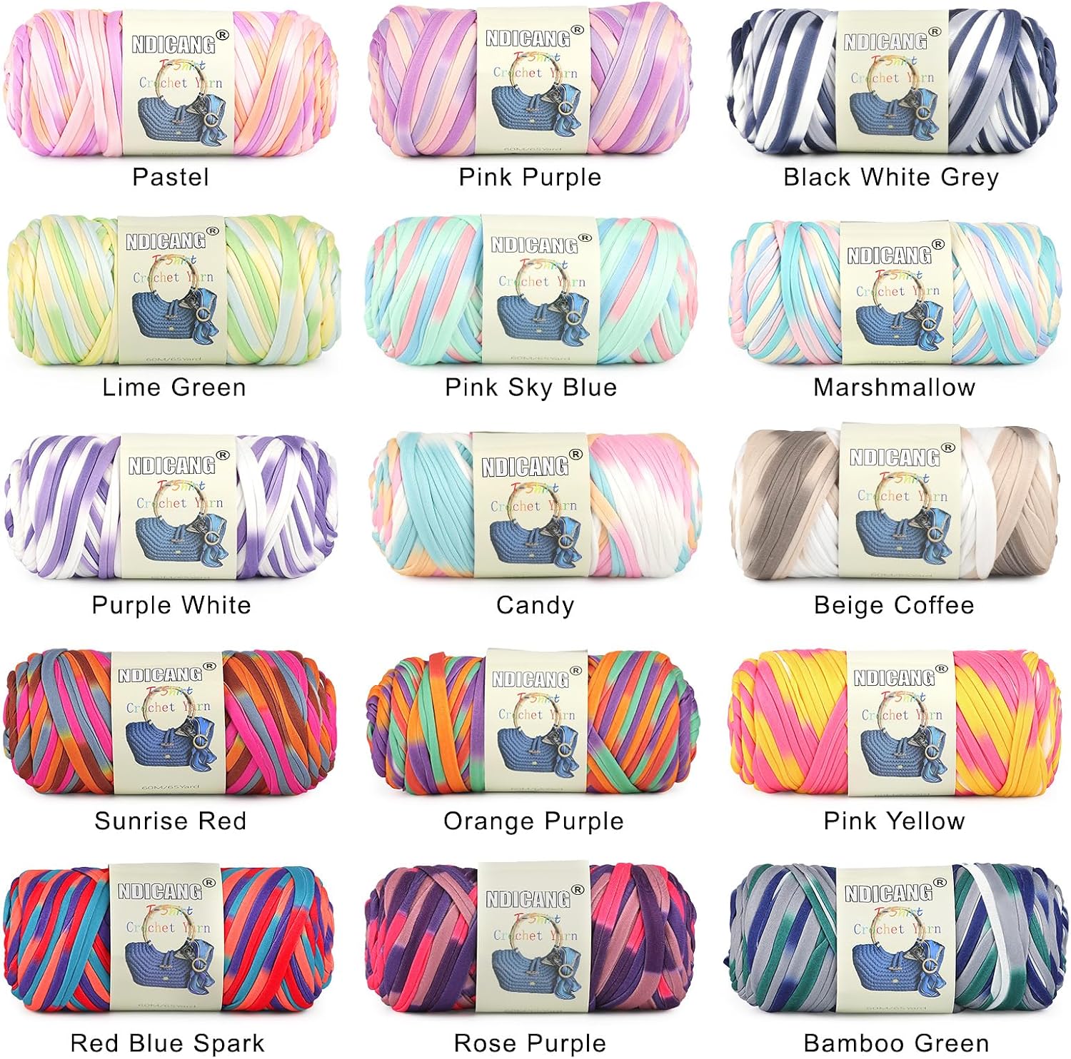 2 Pack T Shirt Yarn for Crocheting, 400g/130Yds Tshirt Yarn for Crochet Kit
