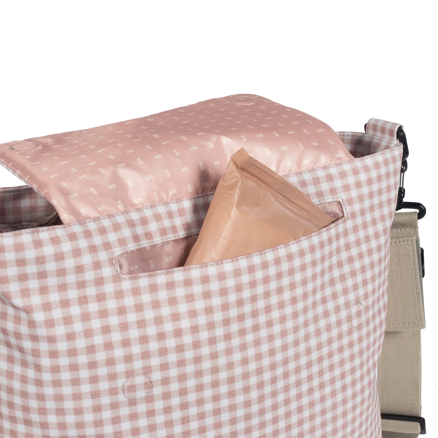 Borsa fasciatoio Walking Mum I Love Vichy rosa 42 x 36 x 13 cm