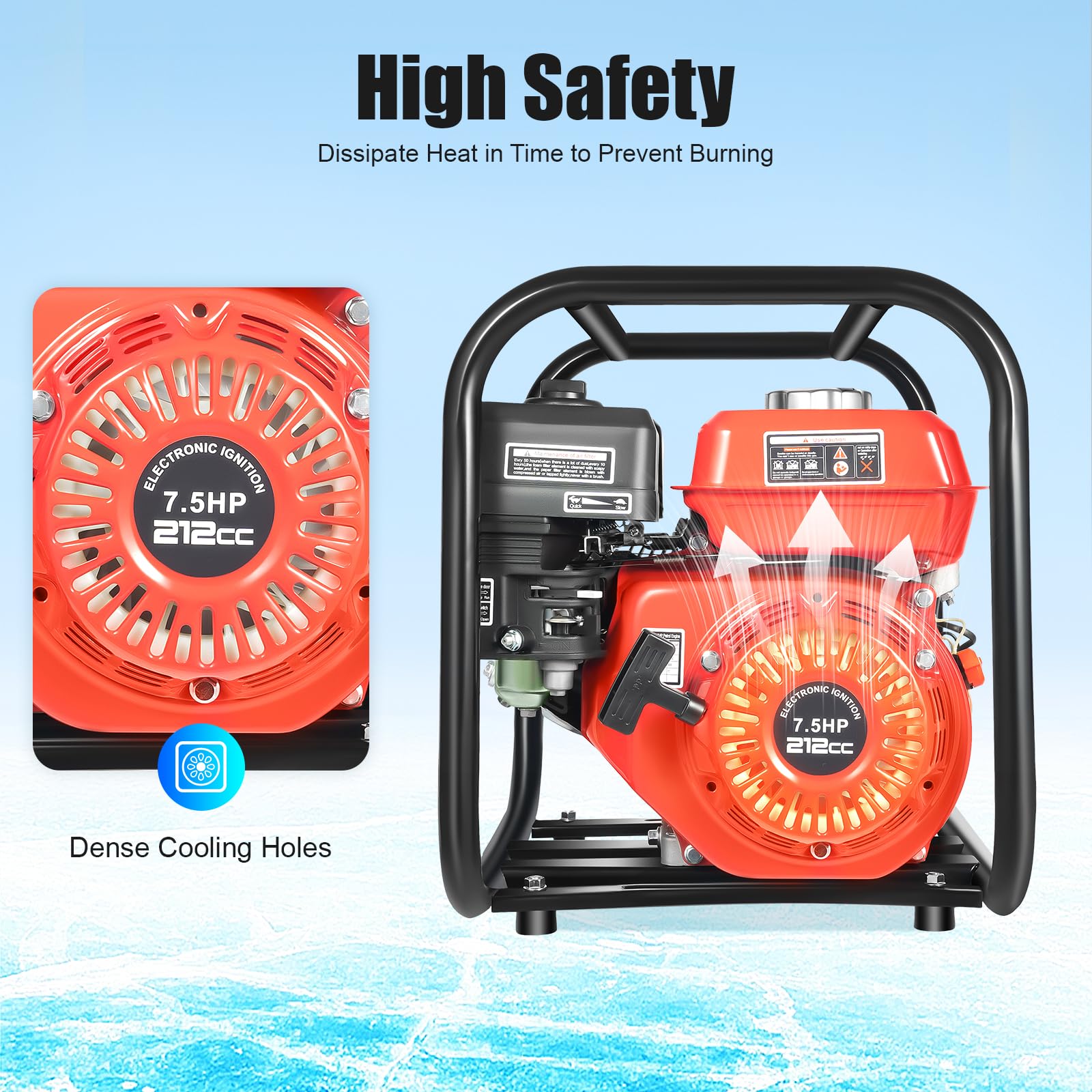 7.5 Hp 2" Portable Gas-Powered Semi-Trash Water Pump Gasoline Water Pump 7.5 Portable Gas Powered Water Gasoline 7.5M Pantaloni