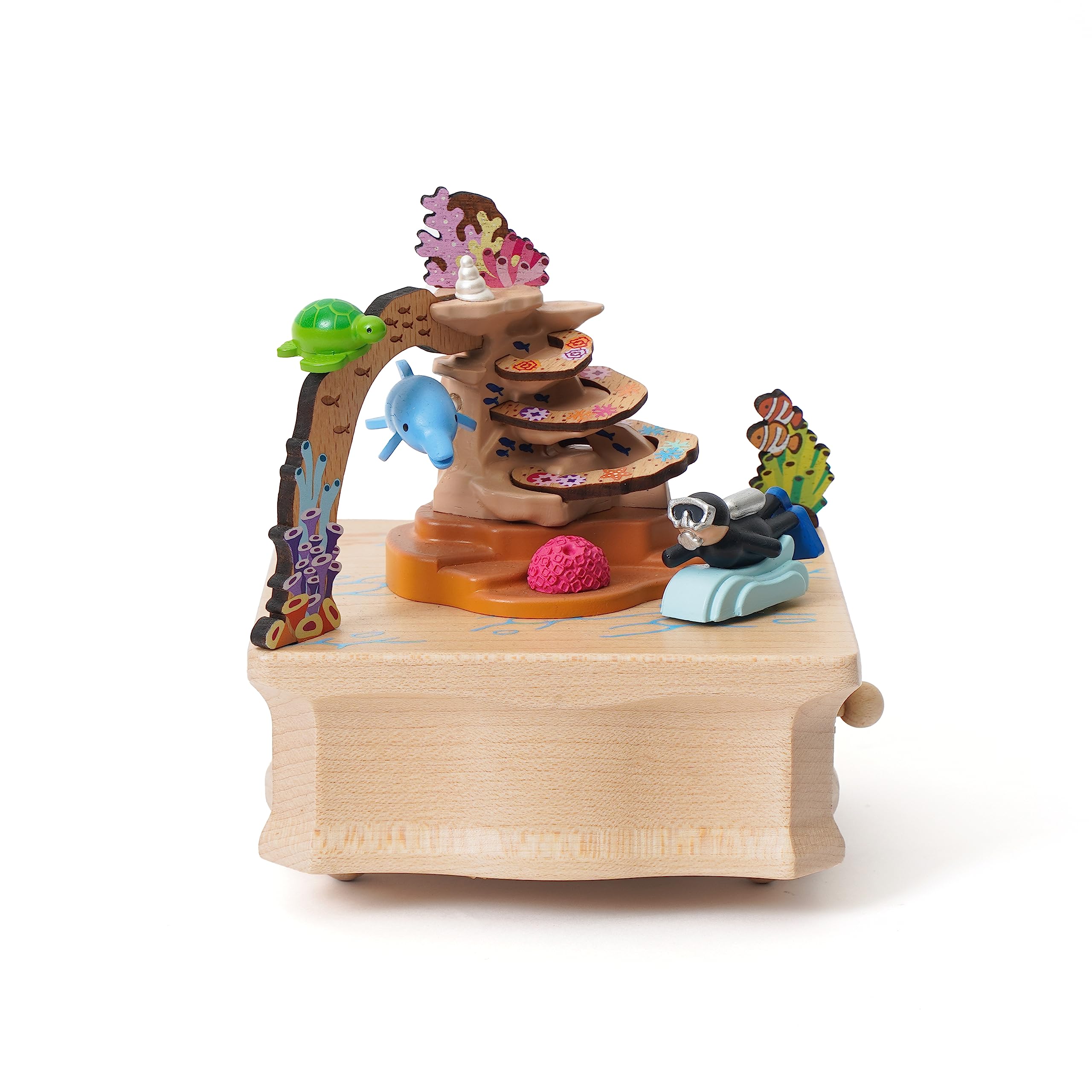 WOODERFUL LIFE Wooden Music Round & Round (M) | Coral Reef Diving | 1064516 | Hand Painting Most Popular Design Wonderful Gift for Family from Sustainable Forest | Plays - Blue Danube Waltz(B)
