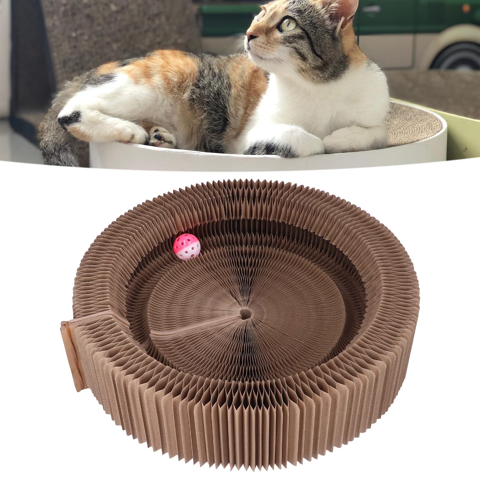 Chat griffoir lit de Salon Forme Ronde Pliable Haute densité Chat griffoir Carton pour Chats