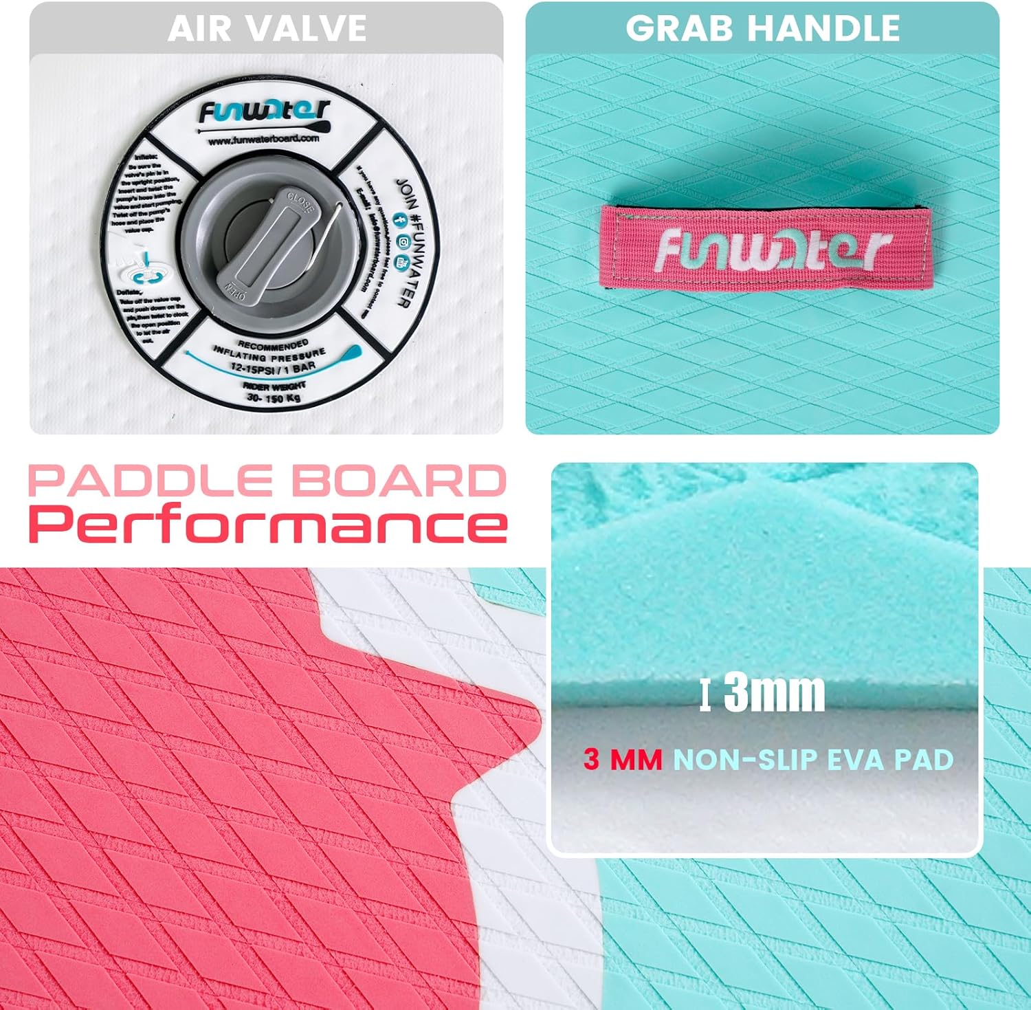 FunWater Inflatable Stand Up Paddle Board 10'6"/11"/11'6" Paddle Board for Adults & Youth, Paddleboards Inflatable with Premium SUP Accessories, Wide Stable, Non-Slip Comfort Deck