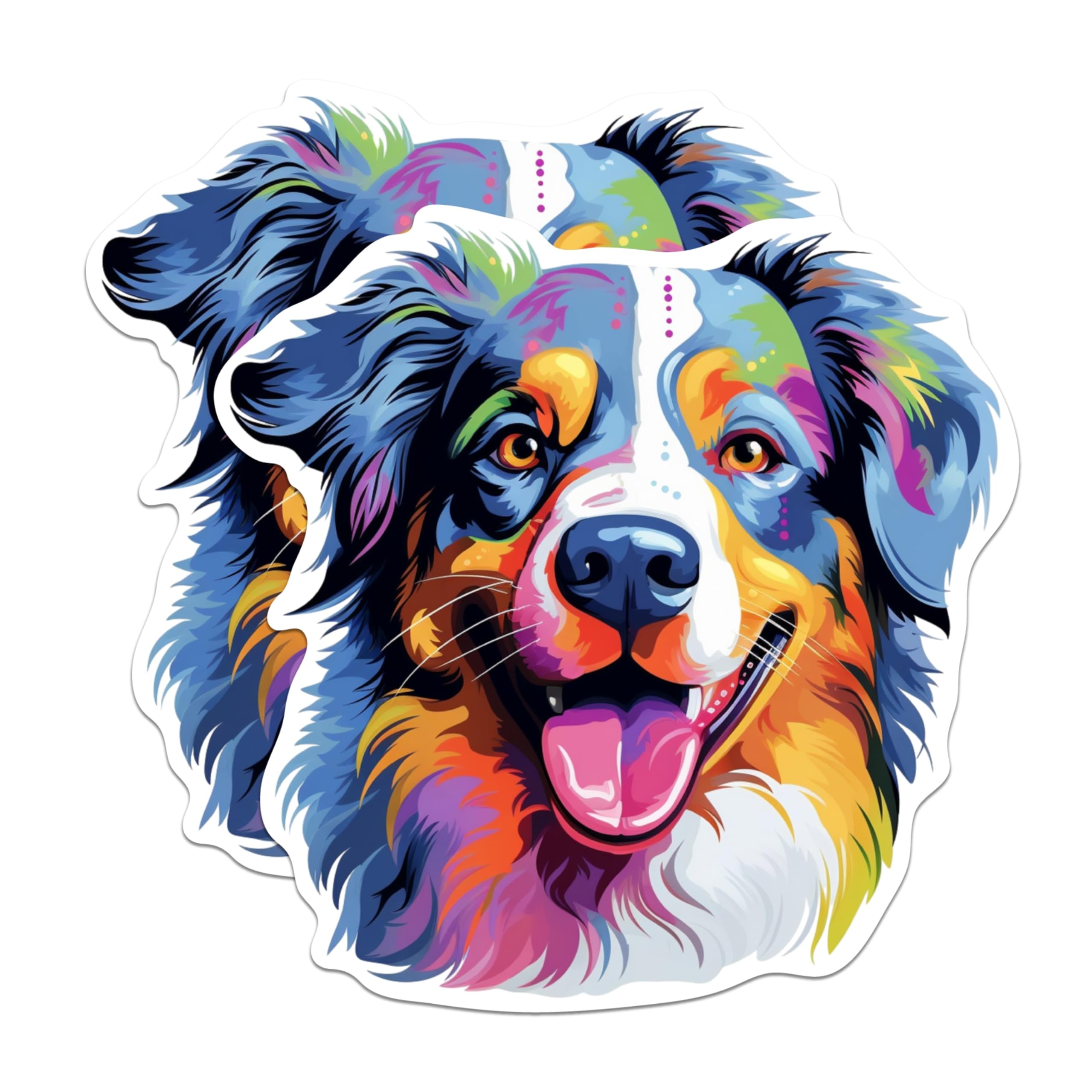 (2 Pack) Australian Shepherd Dog Breed Stickers - 5 Inches On Longest Side - Choose from Over 100 Dog Breeds - for Cars, Trucks, Skateboards, Laptops - Made in USA - BMCS1760