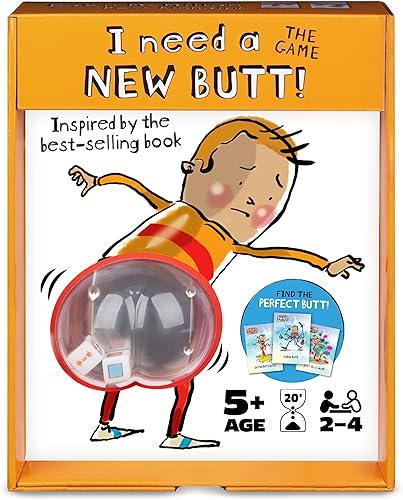 I Need a New Butt! The Game, basado en el libro con popper de glúteos y azulejos de mejillas para la noche de juegos familiar, para niños a partir disponible en Yaxa Costa Rica