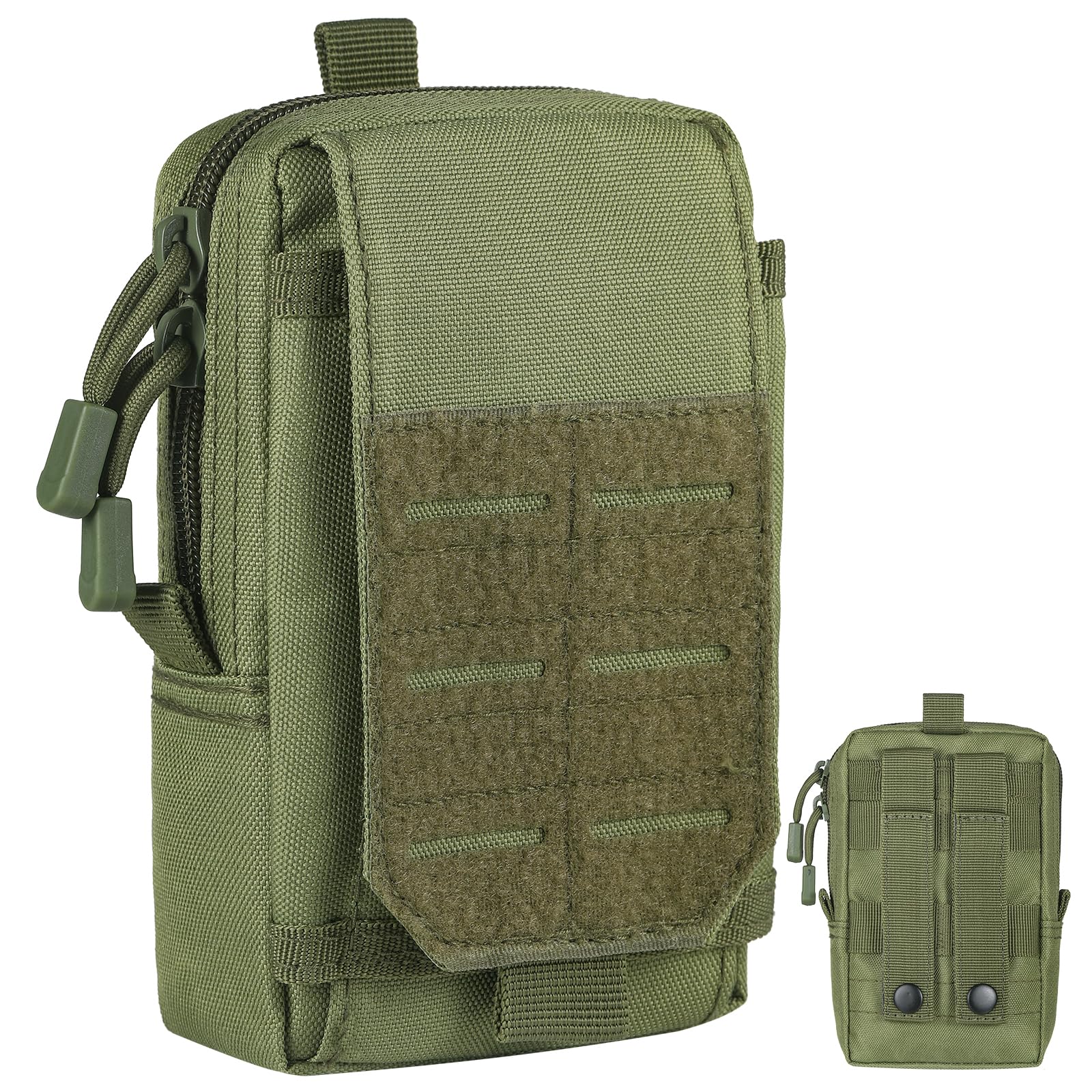 Hejo Taktische EDC Tasche, Molle Tasche Pouch, Kleine Gürteltasche, Bauchtasche mit Klettverschluss und Reißverschluss, Multifunktionale Handytasche für Radfahren, Wandern, Camping (Grün)