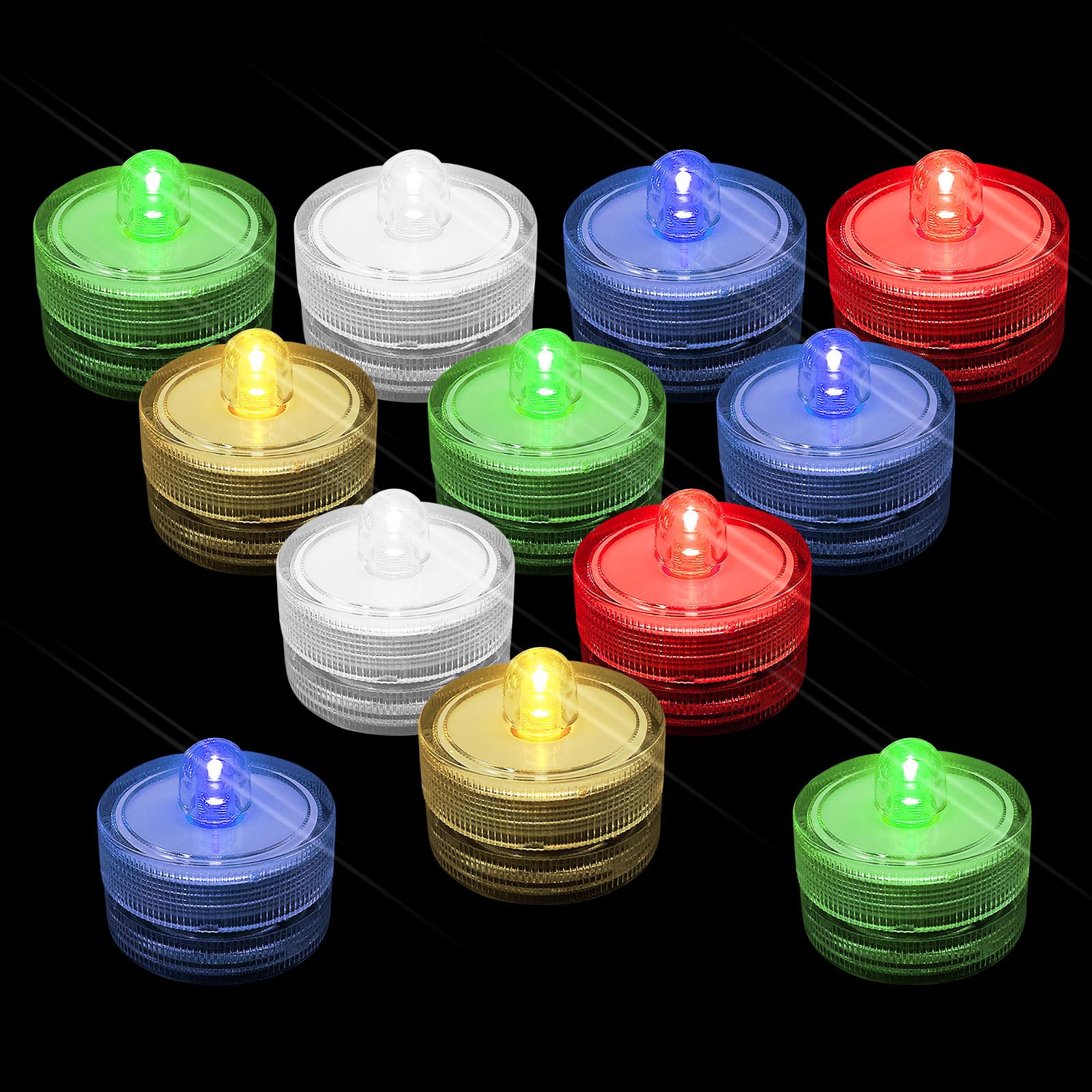 12 velas de té LED, sin llama, velas LED realistas y brillantes parpadeantes, velas de té parpadeantes, velas de té con pilas, velas artificiales eléctricas en color para decoración de fiestas