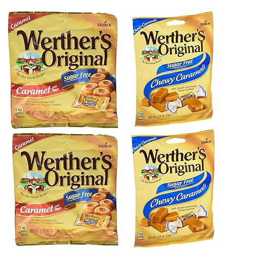 Werthers - Combo de dulces sin azúcar con caramelo original Werthers y caramelo relleno cremoso. Fácil de comprar para 2 alternativas populares de