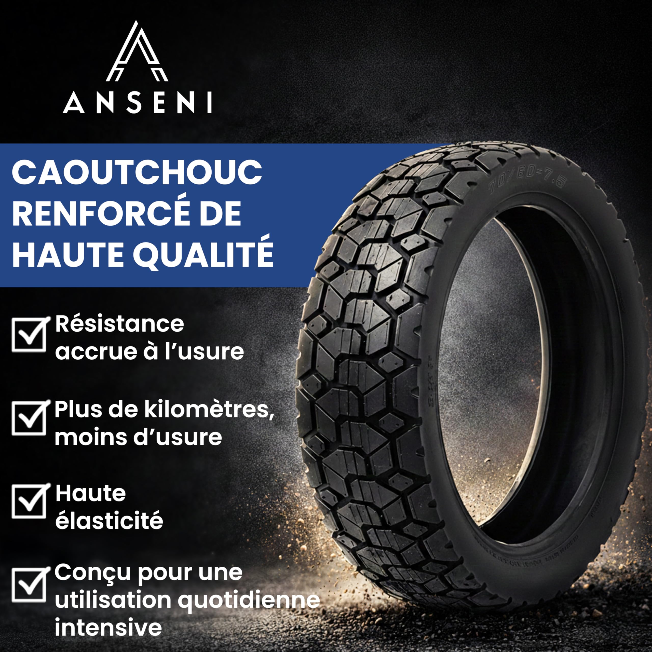 ANSENI Pneu 70/60-7.5 pour Segway Ninebot ZT3 | Compatible avec Segway Ninebot ZT3, ZT3 Pro et ZT3 PROE, Pour trottinette électrique( 1 Roue)