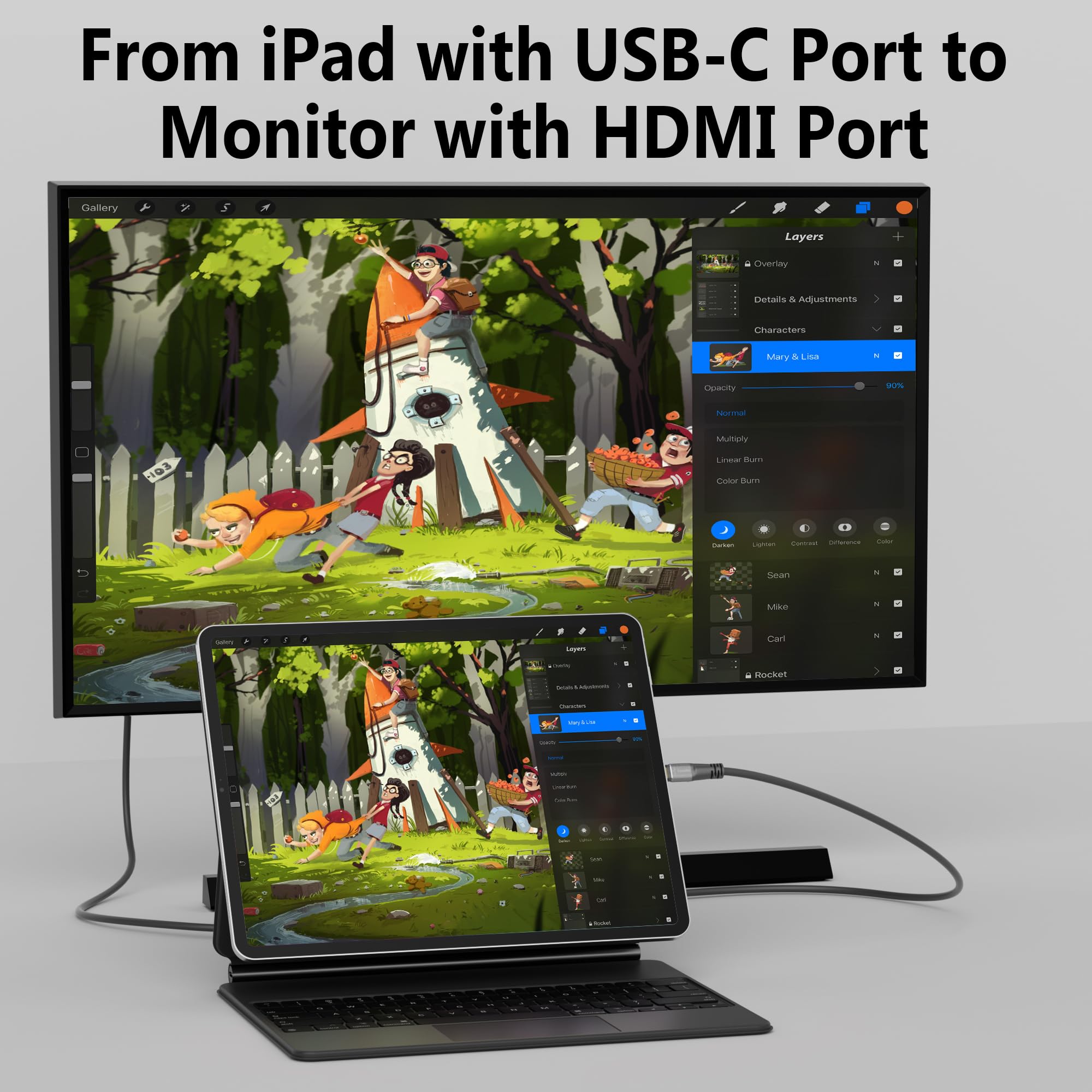Cable USB C a HDMI (4K a 60Hz) de 8 pies, adaptador flexible USB tipo C a HDMI, Thunderbolt 3/4 compatible con iPhone 16/15 Series, MacBook Pro Air, iPad Pro, XPS, Galaxy S24, Surface, Dell