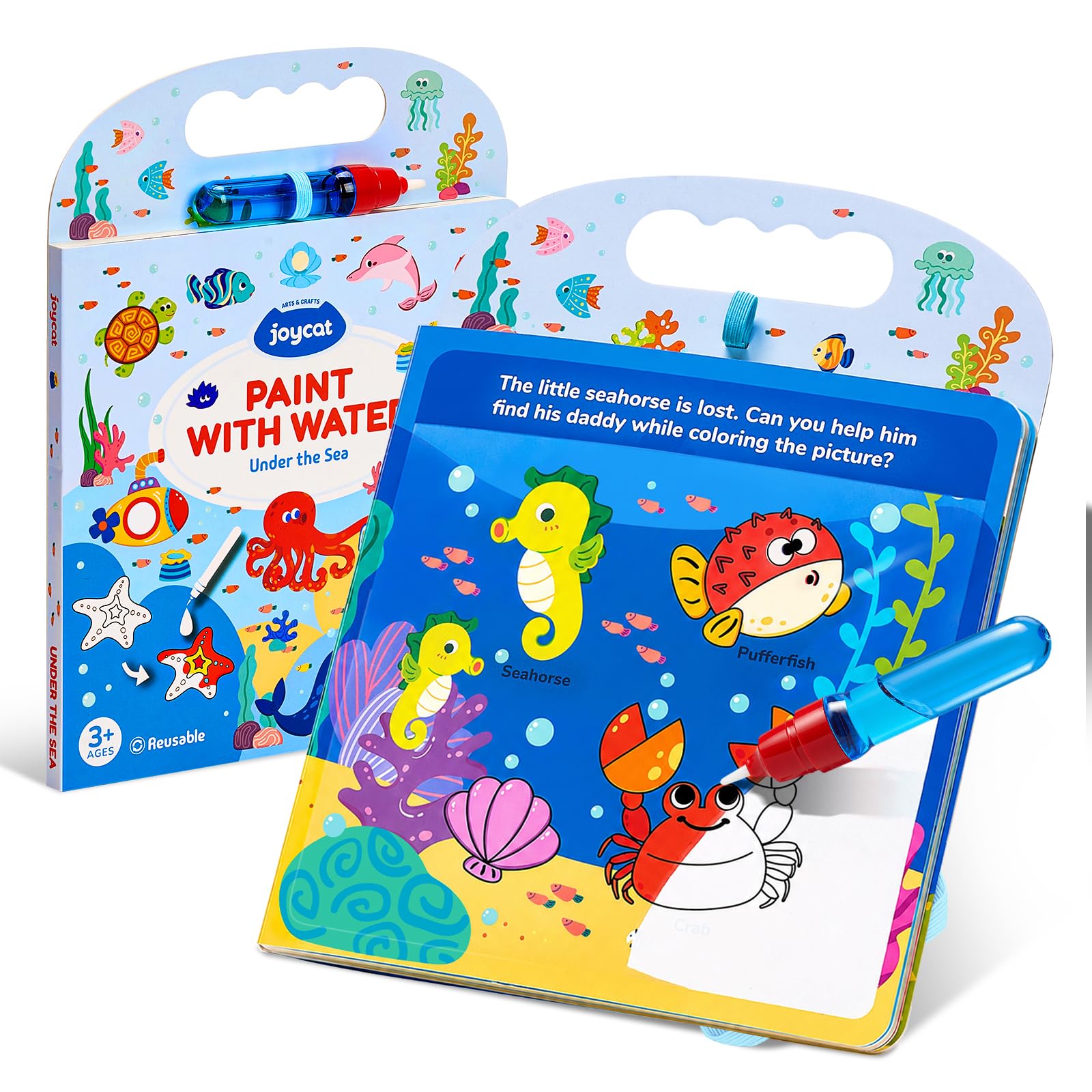 JoyCat Ocean Water Coloring Book for Toddlers &amp; Kids, 13 Pages, No-Mess