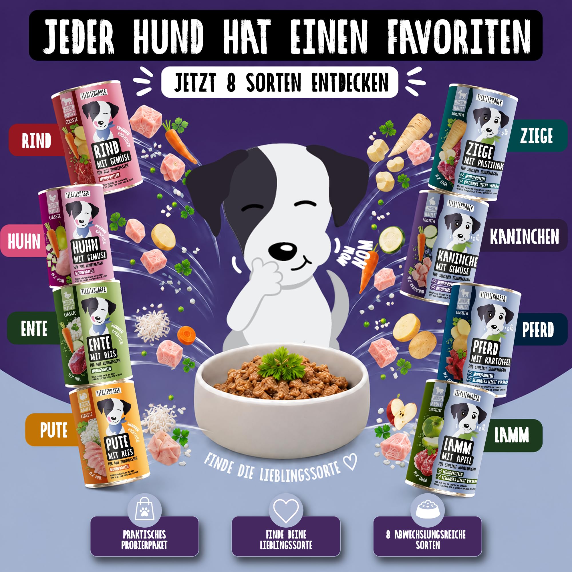 Hundefutter Nass 12x800g Kaninchen & Gemüse – Hunde Nassfutter Wet Dog Food | Tierärztlich entwickeltes Hundenassfutter 800g Dosen mit 91% Fleischanteil – Dog Food leicht verdaulich von TIERLIEBHABER