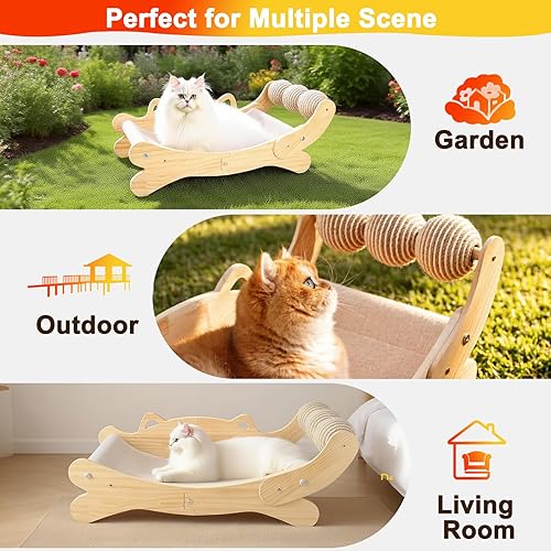 3-in-1 Cat Scratcher Bed for Indoor Cats Sisal — detail view