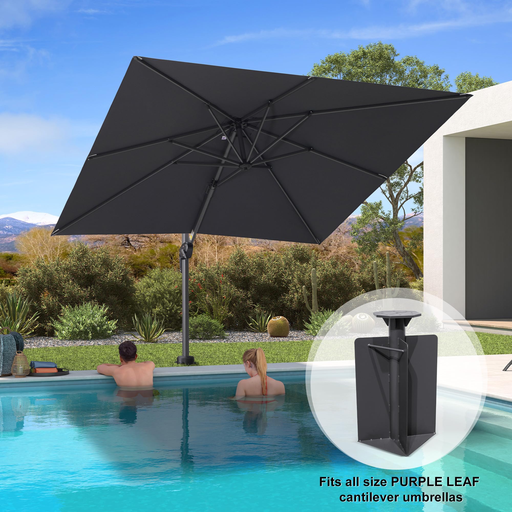 PURPLE LEAF In-ground Patio Umbrella Base YM4012 Weighted Outdoor Umbrella Base 24.41