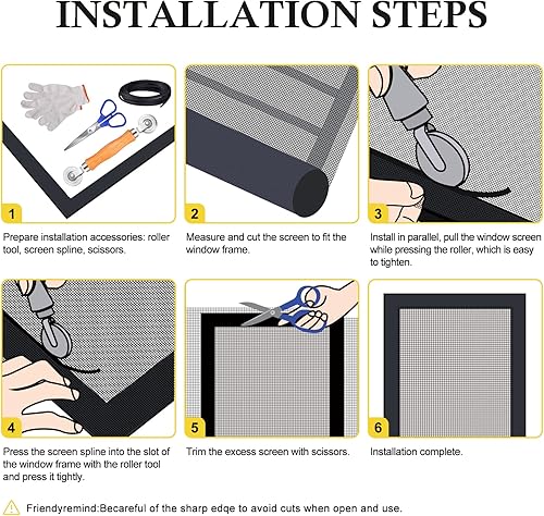 Miniatura 7 de fowong Rollo de malla de acero inoxidable 304 para ventana, color negro, 47 pulgadas x 10 pies, repuesto de malla de alambre duradera para puerta,