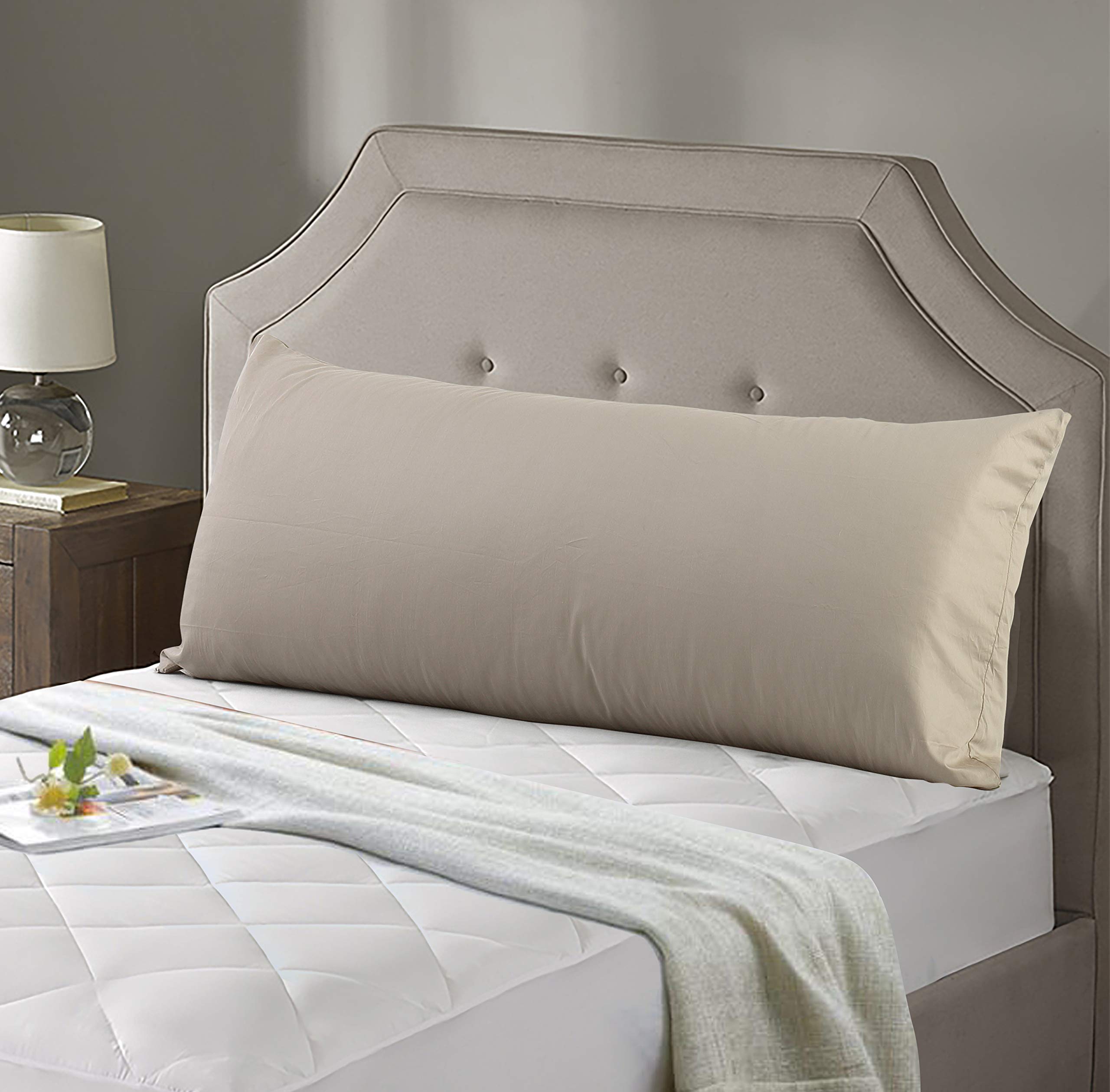 Evolive New 300TC Thread Count 100% Cotton Body Pillow Cover/Case Replacement with Hidden Zipper Closure 21"x54" (Taupe)