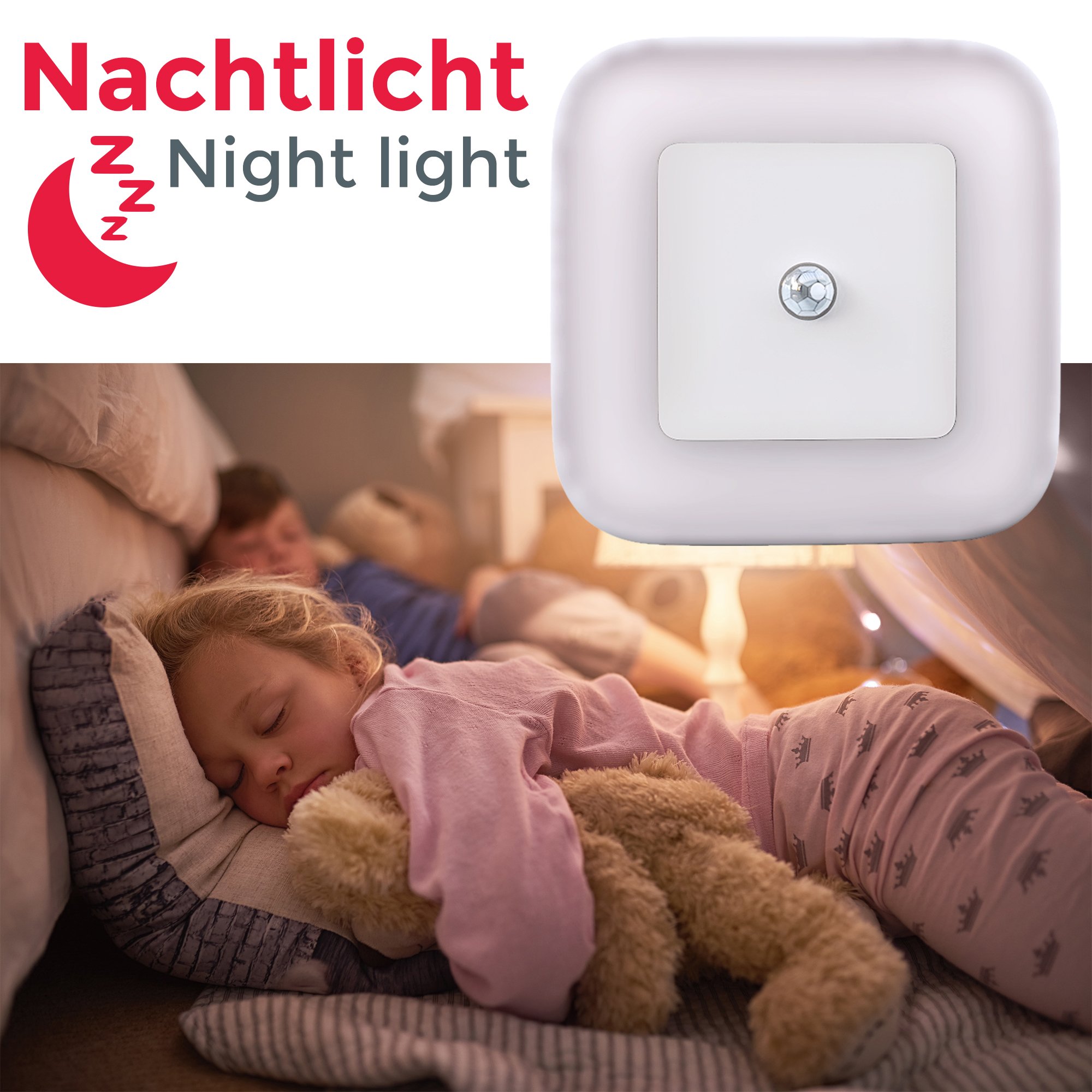 Luce notturna con sensore di movimento, confezione da 2 luci notturne per bambini, 3 livelli di luminosità regolabili, luce LED per camera da letto | Leroy Merlin
