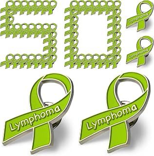 50 Pcs Lymphoma Awareness Ribbon Lapel Pins Bulk Lime Green Hodgkins Lymphoma Cancer Metal Pin Non Hodgkins Lymphoma Products Lime Green Awareness Support Pin Non-Hodgkins Lymphoma Awareness Items Survivor Gifts