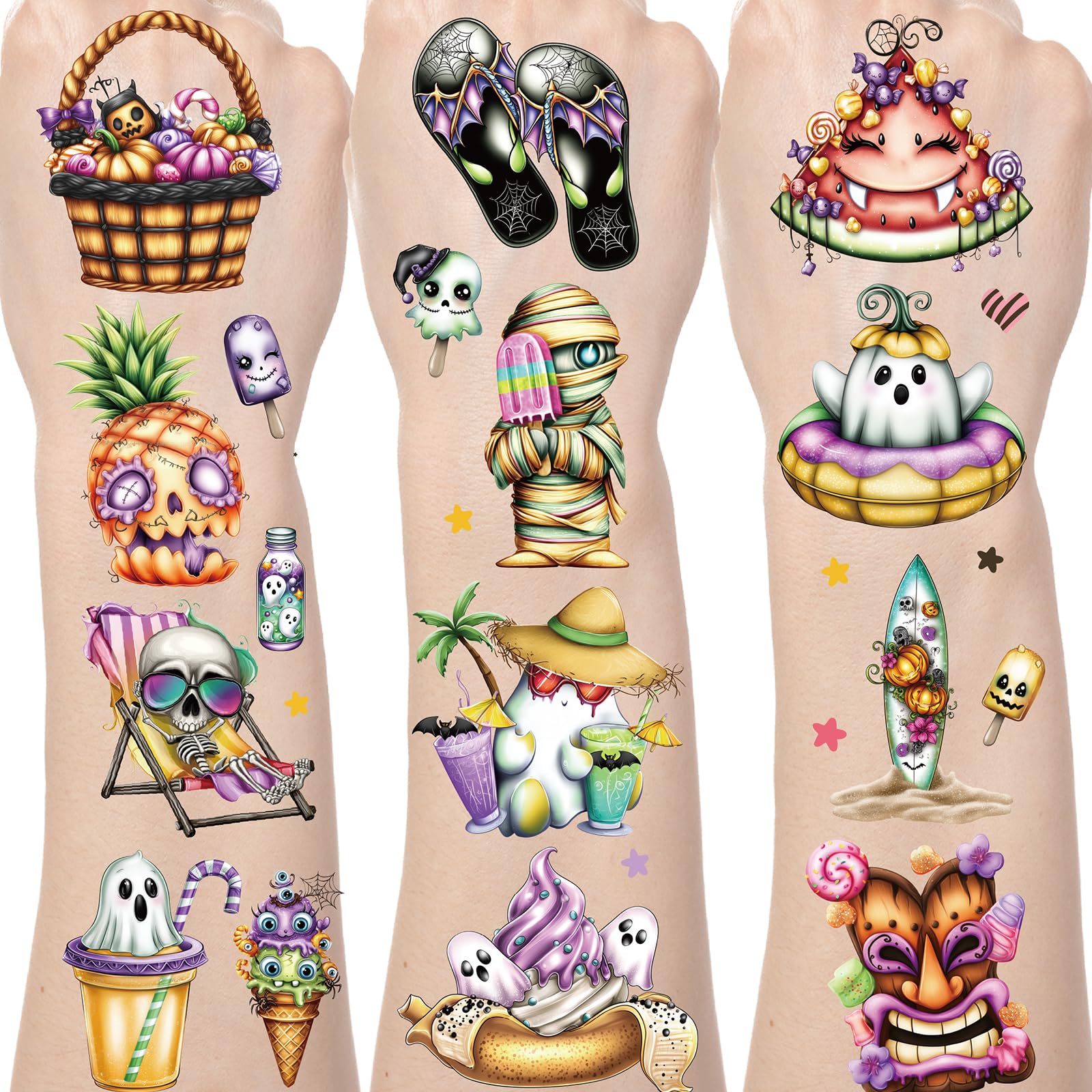 Amazon.co.jp: INCOK Happy Summerween テンポラリータトゥー、8枚