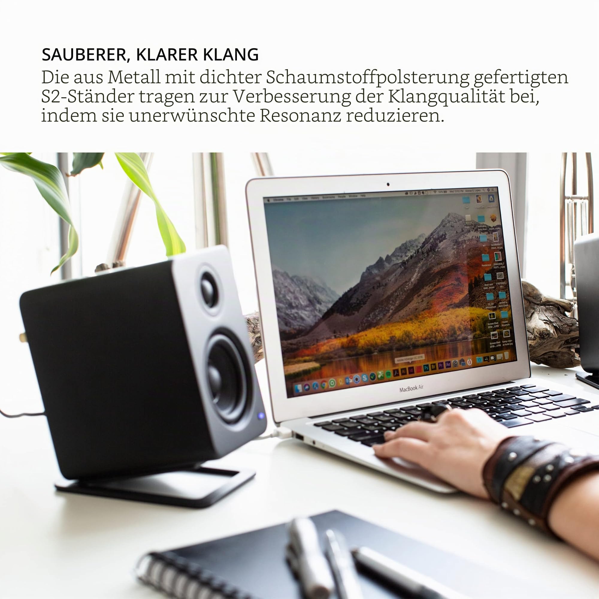 Kanto S2 Tilted Desktop Speaker Stands for Small Speakers & Compact 2”-3” Studio Monitors | Supports 2.72 kg | Damping Foam Padding | Pair | Black