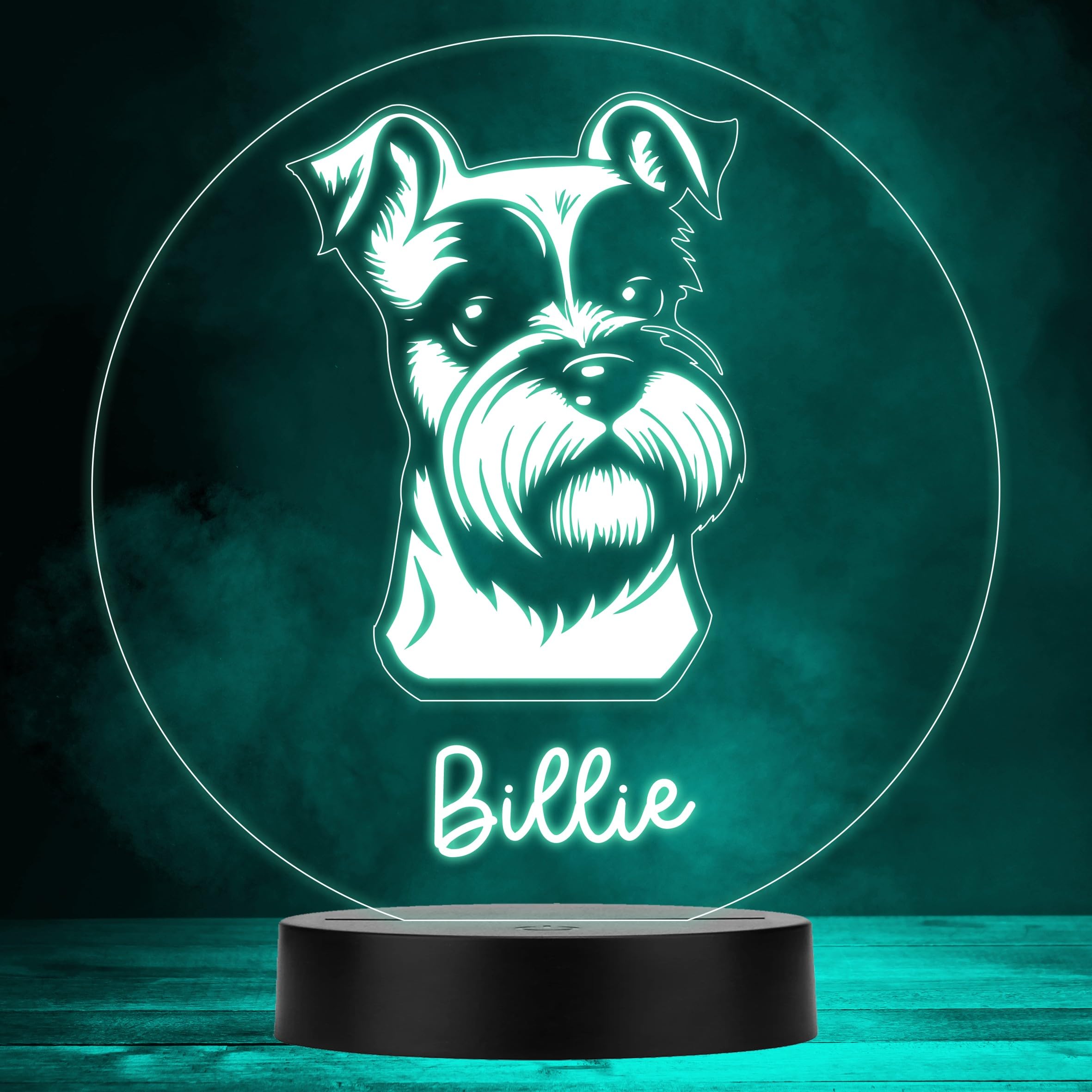 Fingerprint Designs Miniature Schnauzer Dog Pet Multicolour Personalised Gift LED Lamp Night Light