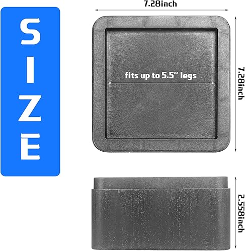 Miniatura 2 de Twakashic Elevadores de muebles de cama de gran tamaño, cuadrados resistentes, elevadores de 2 pulgadas, paquete de 4, se adaptan a patas de hasta