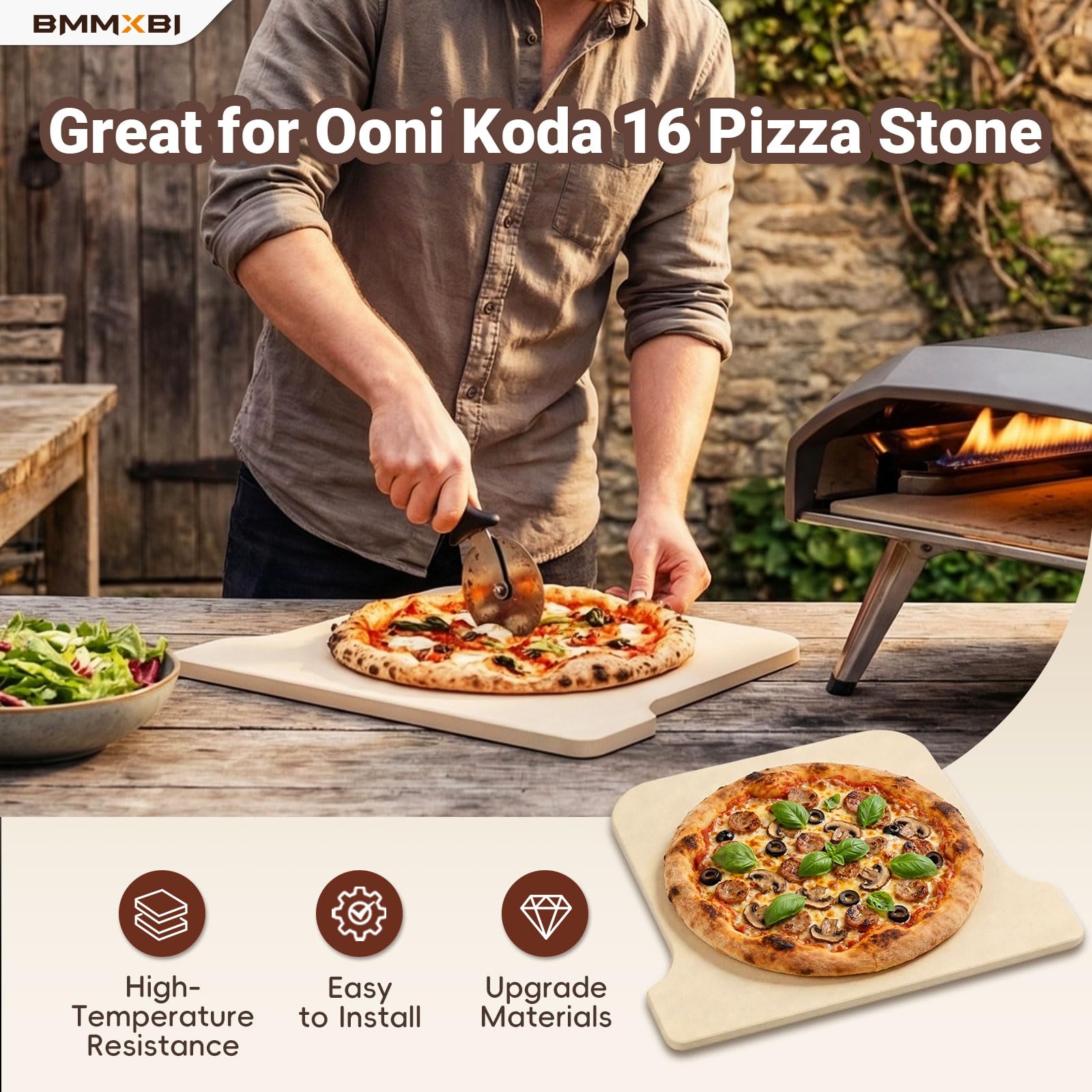 Tabla de hornear de piedra de cordierita de repuesto para horno de pizza de gas Ooni Koda 16, piedra de pizza para horno de pizza Ooni, tabla de hornear pizza de repuesto para Ooni Koda 16, accesorios