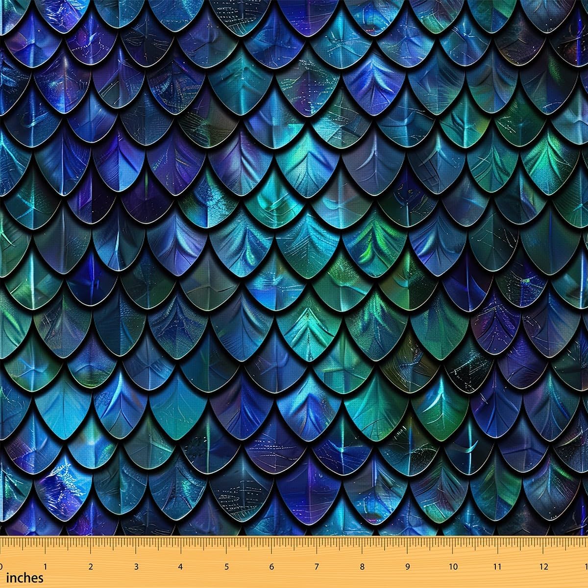 Erosebridal Teal Dragon Scales Fabric by The Yard,Abstract Dragon Skin Decorative Fabrics,Ombre Mermaid Scales Upholstery Fabrics for Chairs,Gradient py Fish Scales Outdoor Fabric,3 Yards