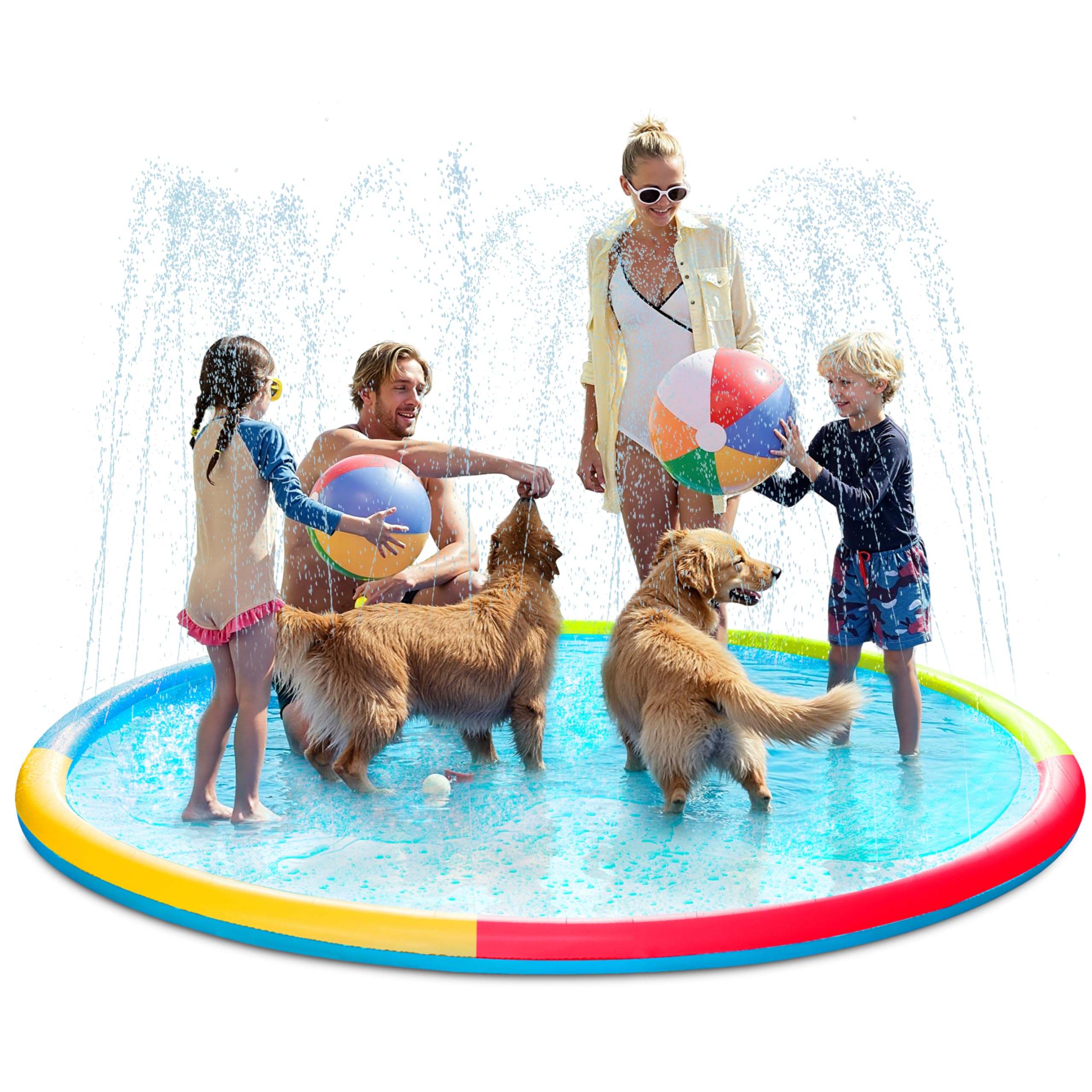 SLOOSH 120" Non-Slip Splash Pad Sprinkler - Outdoor Water Play Toys Backyard Fountain Mat for Toddlers Kids Dogs, Thickened Sprinkler Outside Pool