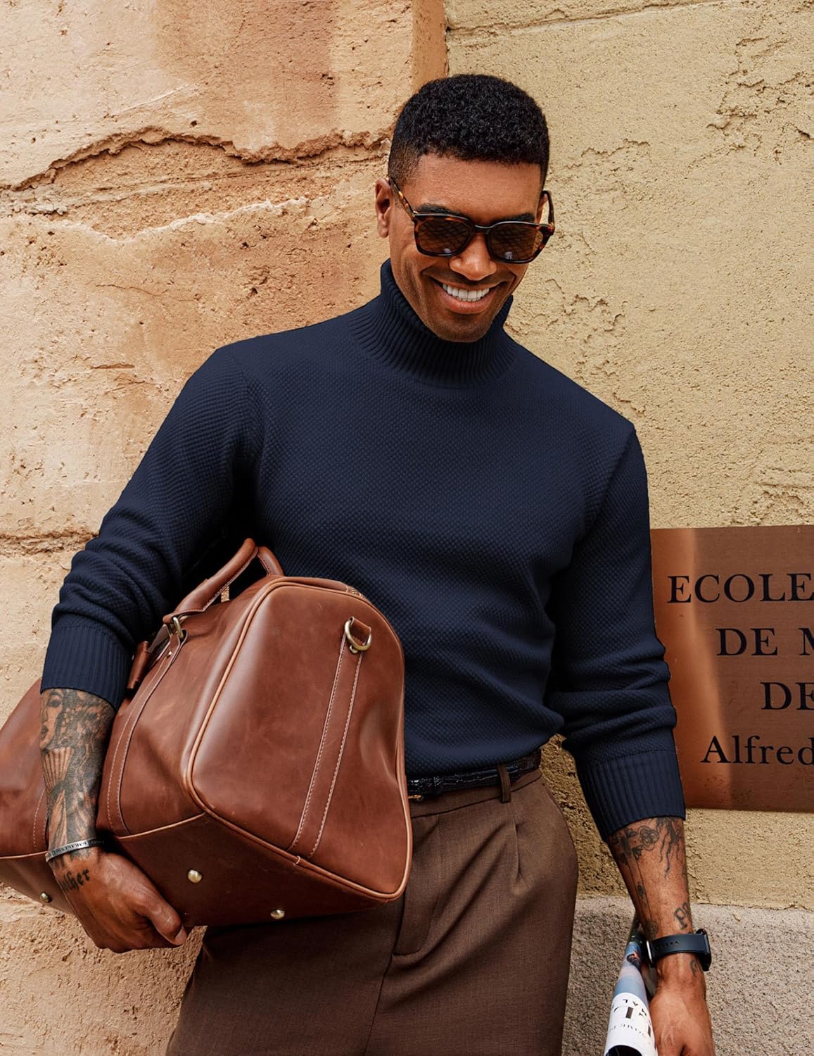 PJ PAUL JONES Mens Turtleneck Sweaters Long Sleeve Mock Neck Knit Sweaters Ribbed Slim Pullover Sweater - Image 3