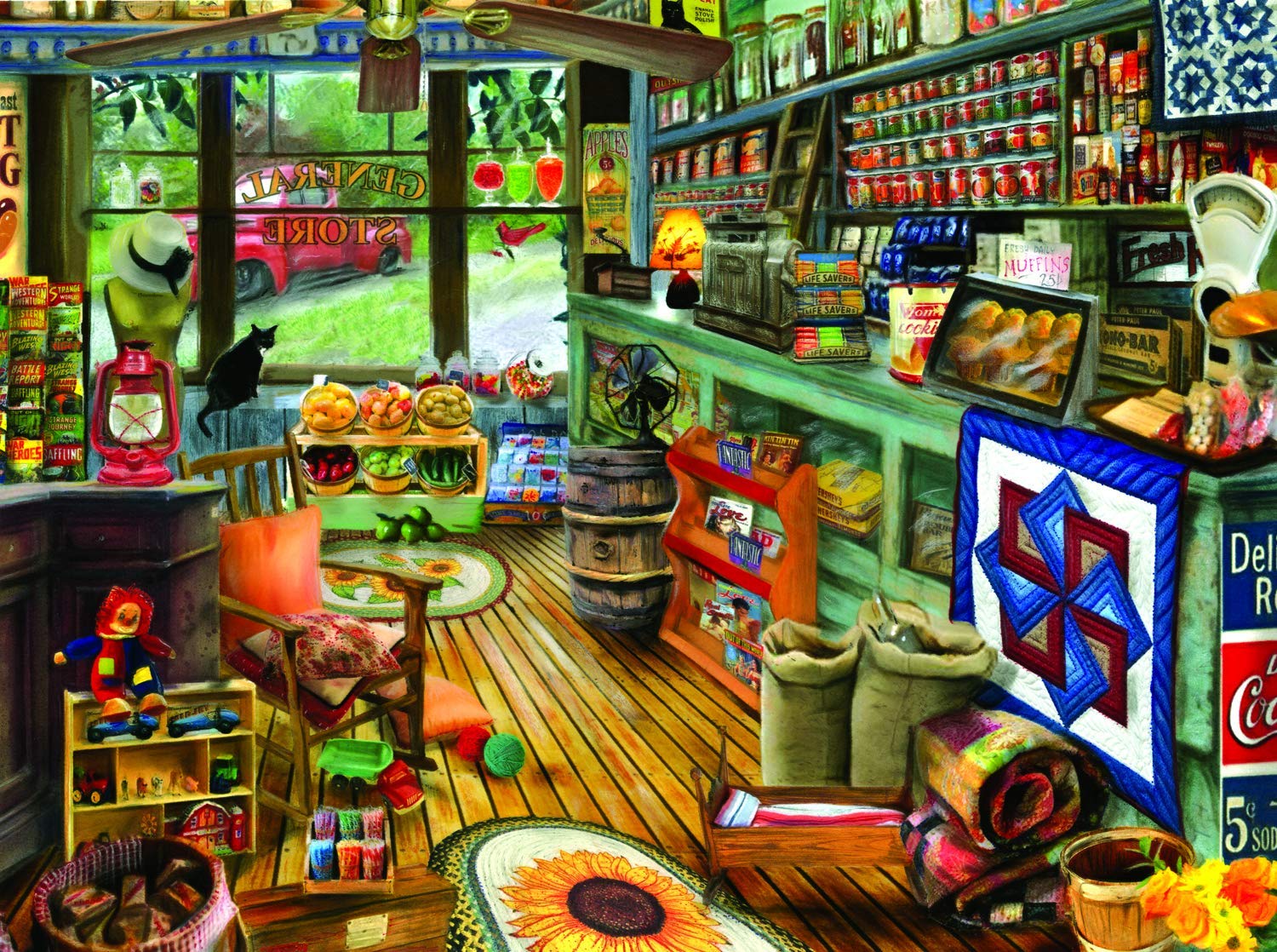 Shopping Day 1000 Piece Jigsaw Puzzle - Tom Wood Art 20x27 Inches