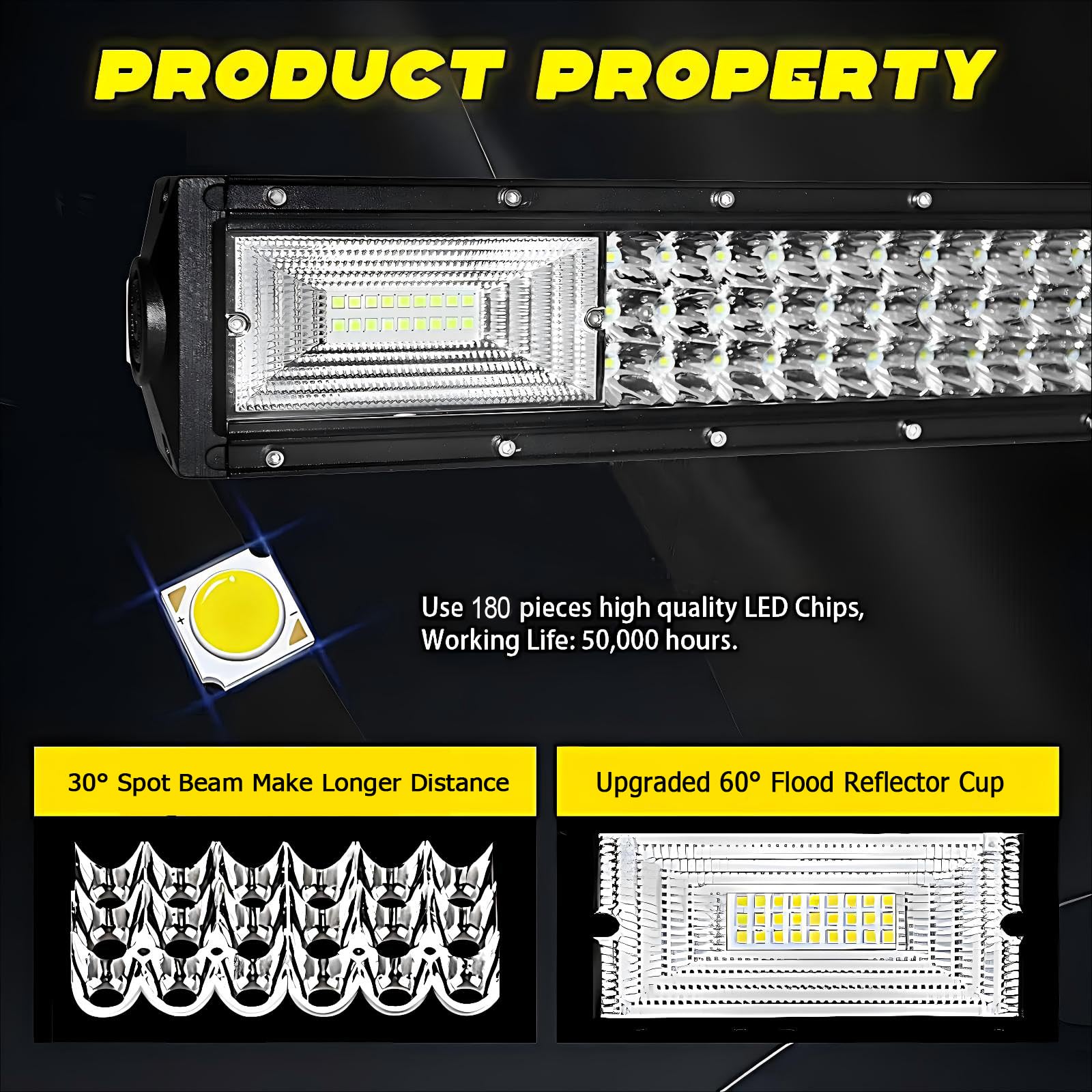 Led Arbeitsscheinwerfer 42 Zoll 540W Gebogen Led Lichtbalken Scheinwerfer Mit Kabelbaum DREI Reihen Zusatzscheinwerfer Light Bar für Traktor Auto 4x4 SUV (42 Zoll Gebogen 540W)