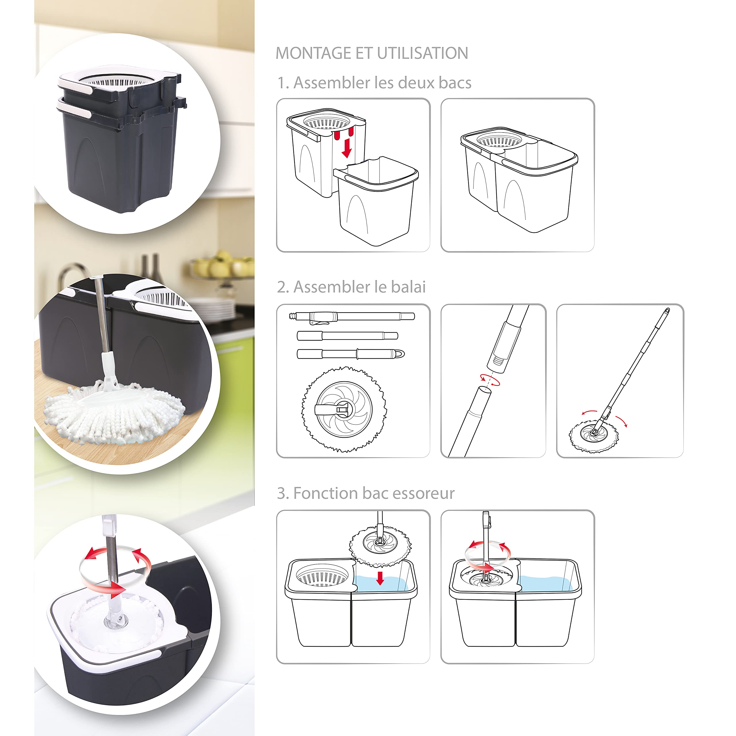 Je Cherche une Idee me2202 cubo escurridor con fregona Mop