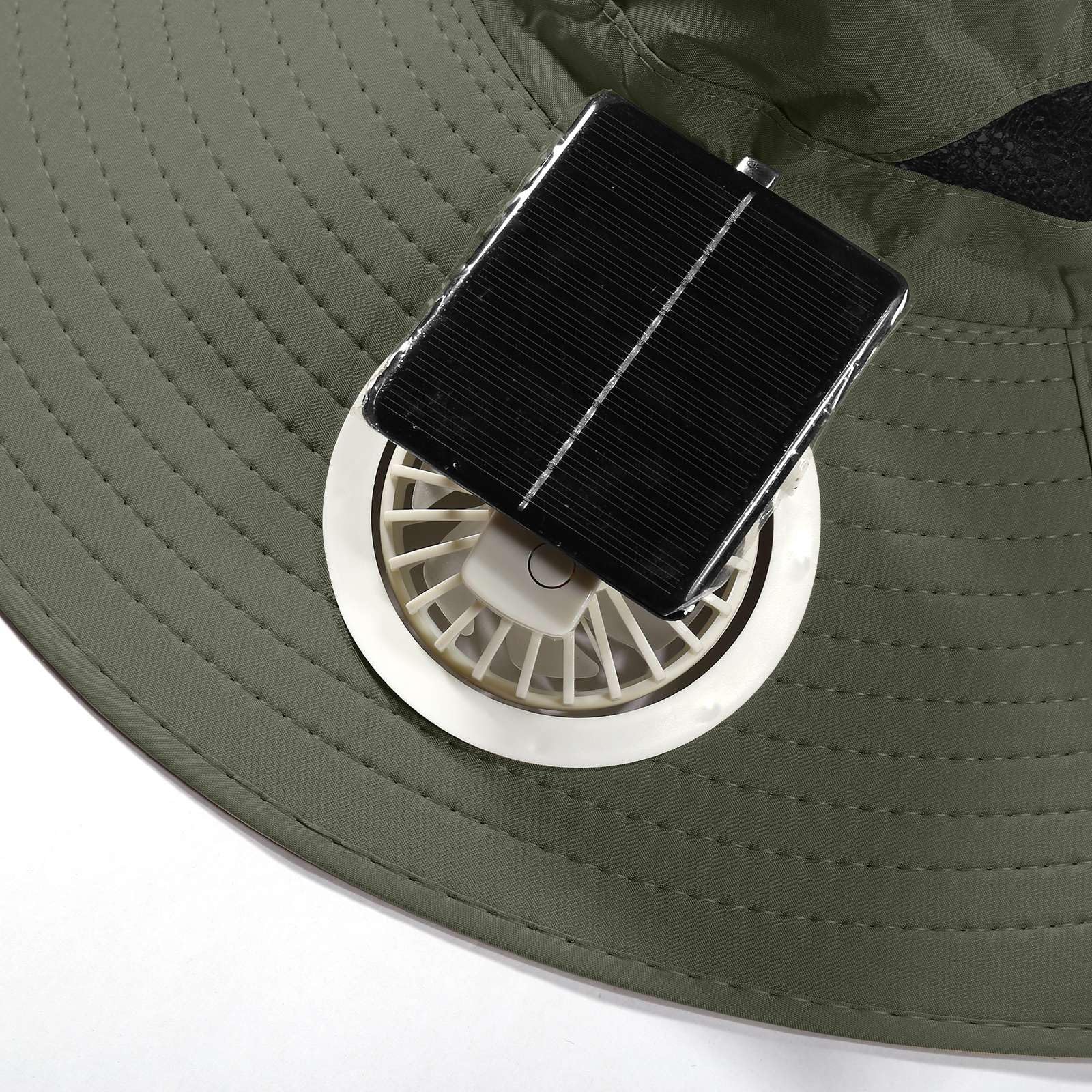 Générique Chapeau De Soleil D'extérieur À Large Bord - avec 4 Ventilateurs Solaires - Homme Femme - Été Chapeau Anti UV Rafraichissant - Rechargeable par USB - Pêche Plage Randonnée Safari