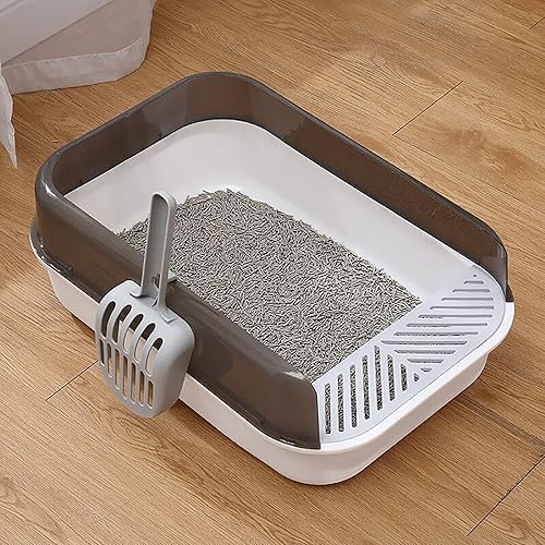 Miniatura 6 de WUWEOT Paquete de 2 cajas de arena para gatos con parte superior abierta, bandeja de arena grande antisalpicaduras, lavabo de limpieza extraíble