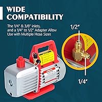 Vista 3 de Bomba de vacío HVAC de una etapa, 4.5 CFM, ideal para herramientas de reparación de CA, bomba de vacío de CA para automóvil, kit de bomba de vacío