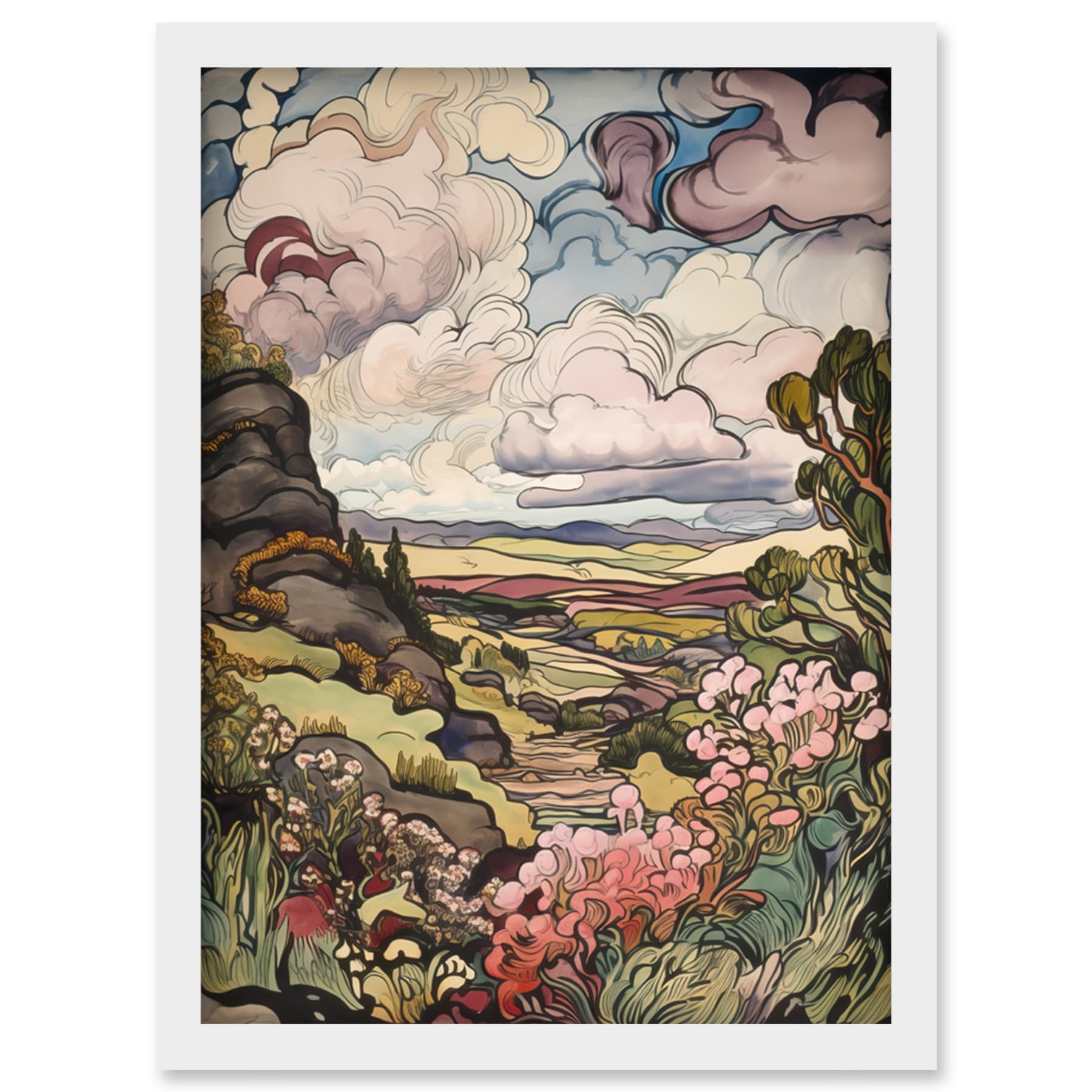 Artery8 A Wild Scottish Landscape on a Cloudy Day Artwork Framed Wall Art Print A4