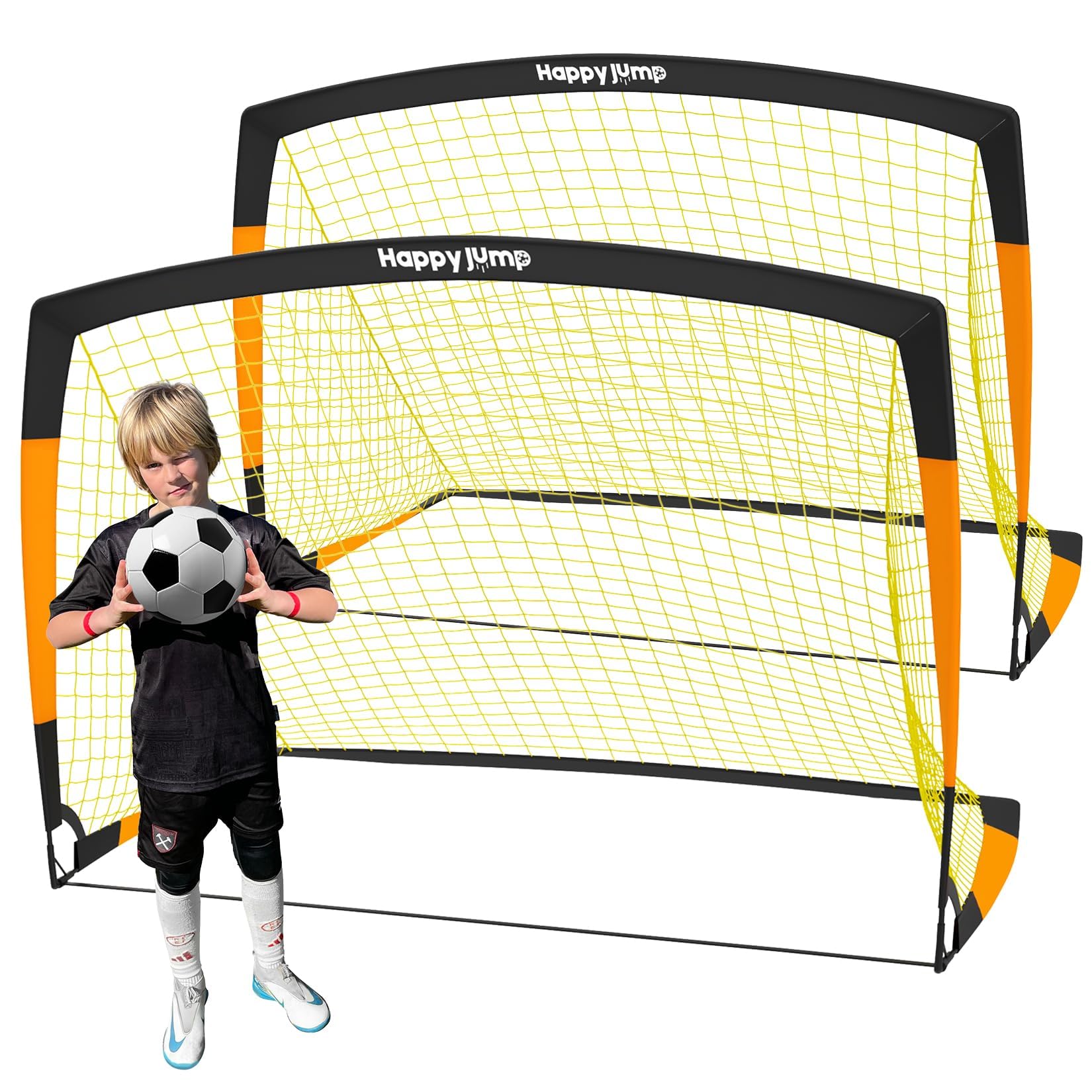 Happy Jump Kids Backyard Soccer Goals 7x5 &amp; 5x3.6 FT, Portable Outdoor Play