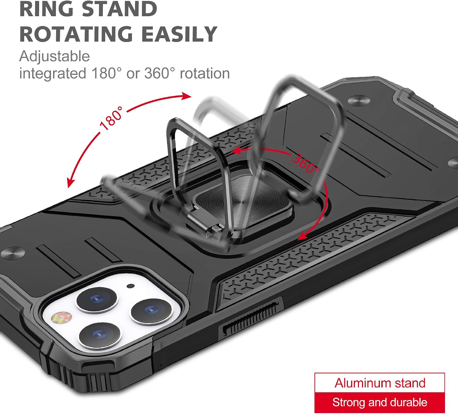 AEDILYS Designed for iPhone 12 Pro max Case [ Military Grade ] [ Ultra Slim ] Add Camera Protection 17ft. Drop Tested Protective Case [ Kickstand(Black)