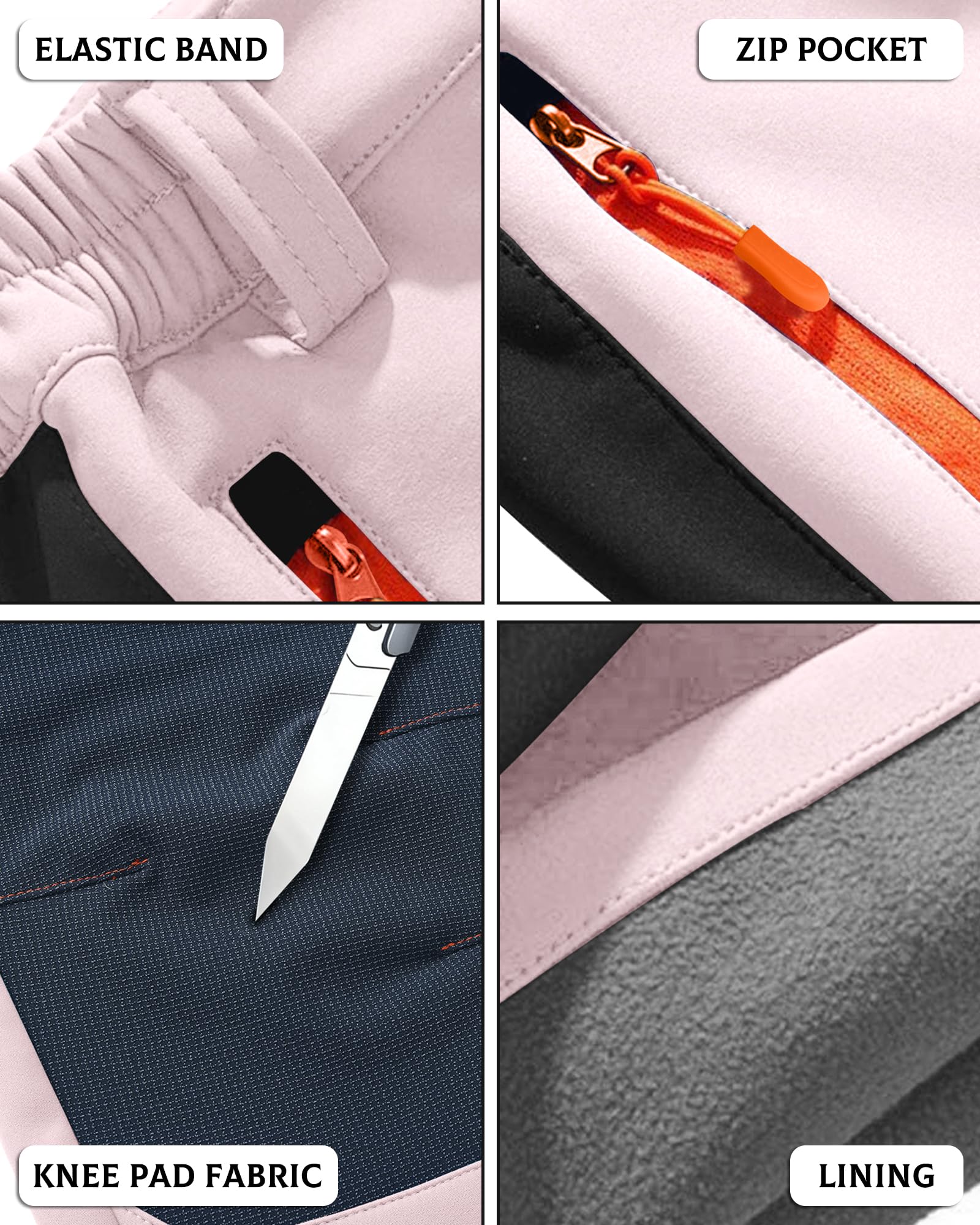 Holure Pantalones deportivos de forro polar para niños, impermeables, resistentes al viento y cálidos, con bolsillos con cremallera