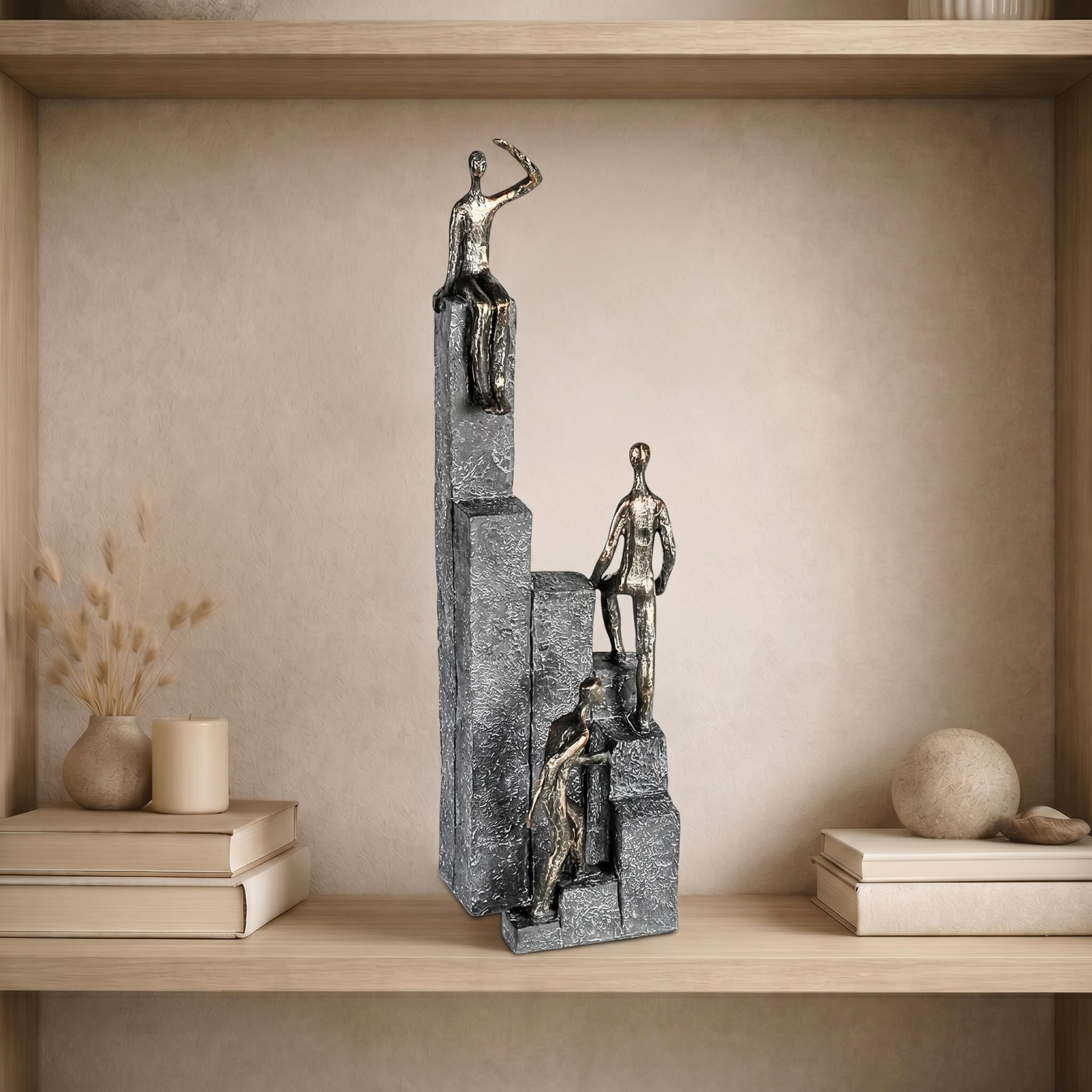 Casablanca Skulptur Climbing, Deko Figur Bronze, Grau, Kunstharz Statue Wohnzimmer, Büro Dekoration H. 39 cm x B. 10 cm - Moderne Skulpturen