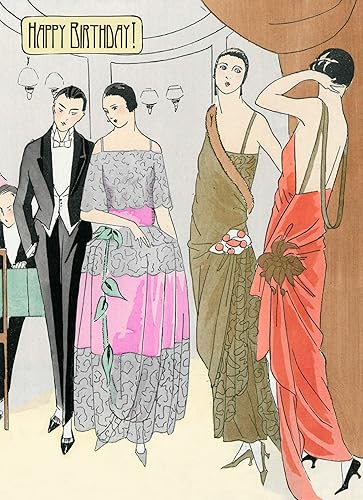 PIXILUV Tarjeta de felicitación de feliz cumpleaños  Moda vintage hombres y mujeres hablando en un evento elegante  Deseos de cumpleaños Vintage