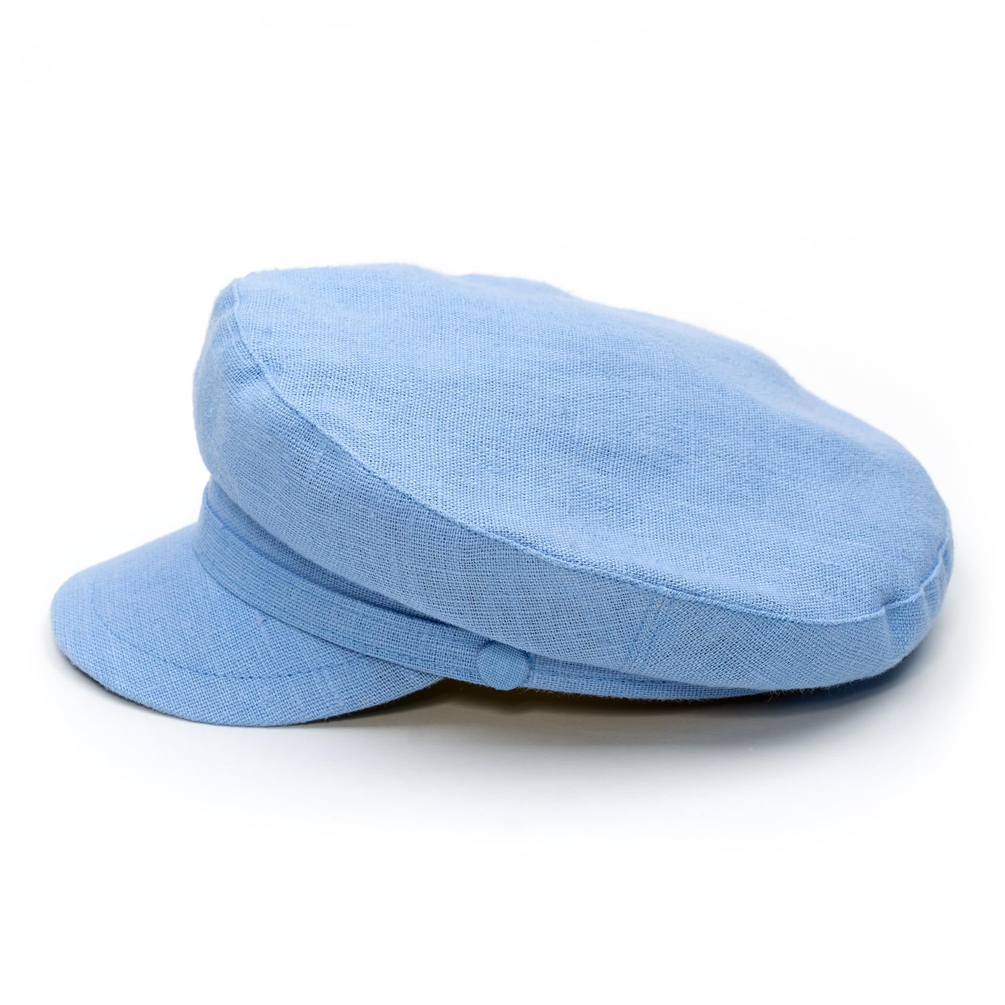 Sterkowski Pireus Cap | 100% Linen Sailor Hat Vintage Barge Mariners Breton Military Greek Fishermans Fiddler Women Grandad Hats Mens Summer UK 7 Light Blue