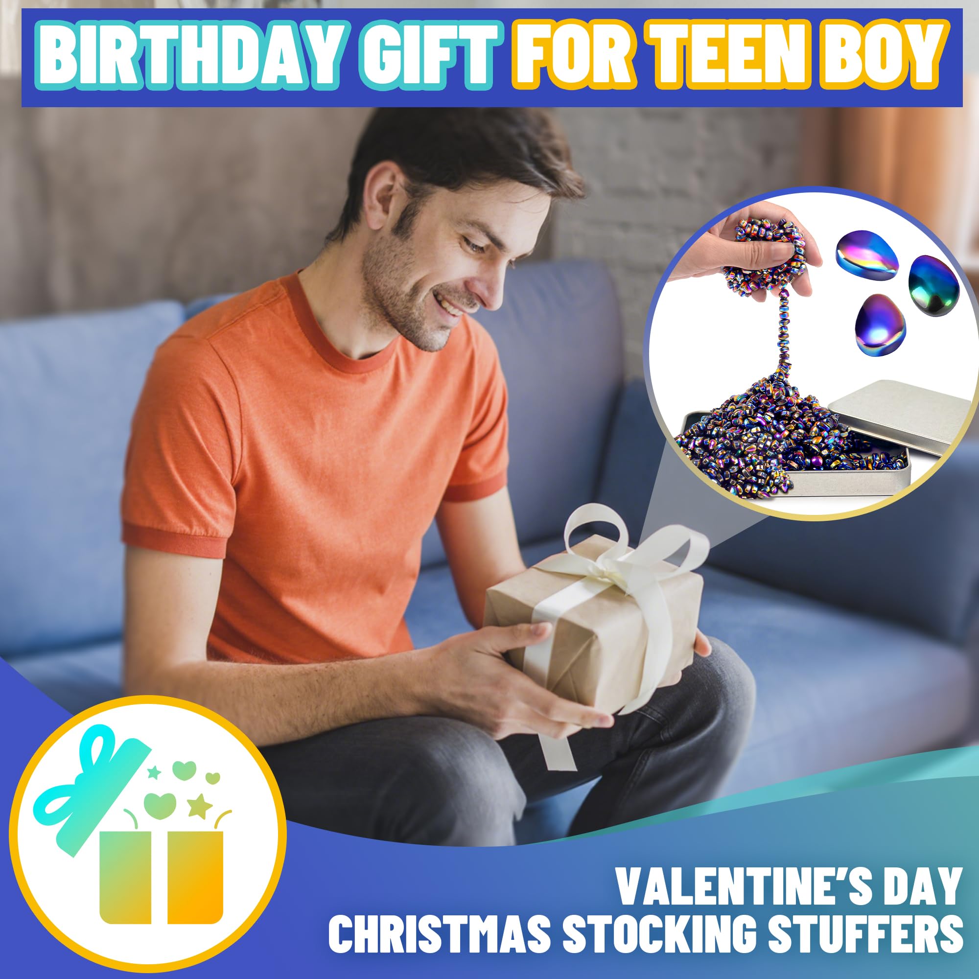 Magnetic Fidget Balls Adult Gift For Teen Boys, 500pcs Weak Magnet Beads Toy Metal Ferrite Putty Office Desk Stress Anxiety Relief Cool Gadget Sensory Stones For ADHD Christmas Stocking Stuffers Gifts