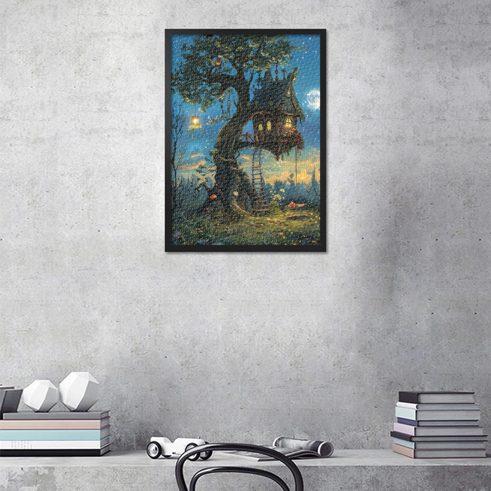 Fantasy Jigsaw Puzzles 1000 Pieces, Fairy Tale House in the Forest at Night Puzzle for Adults 1000 Pieces, Tree House Puzzles - Image 2